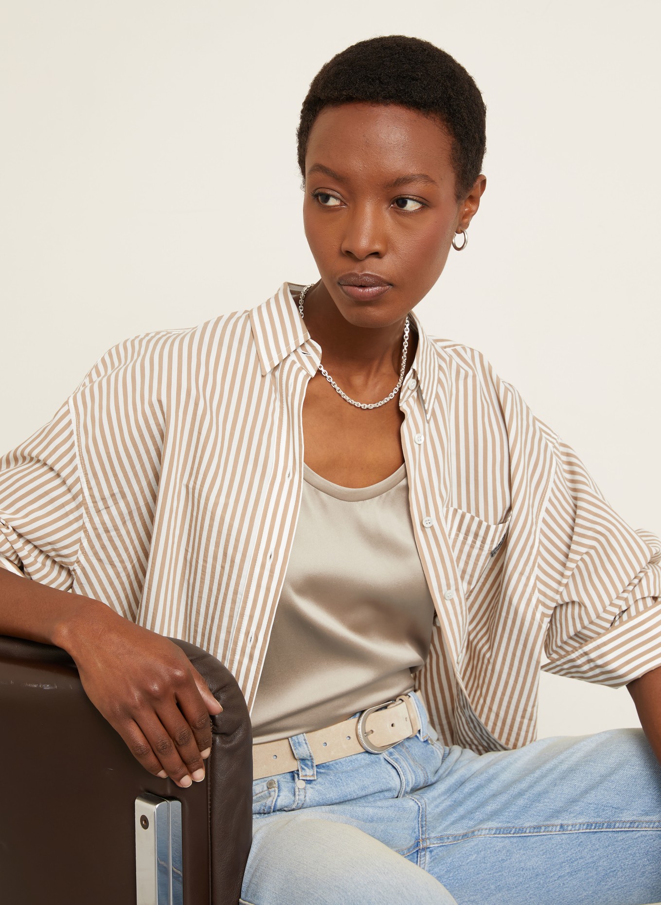 BRUNELLO CUCINELLI Hedvábný top: ČERNOŠEDÁ