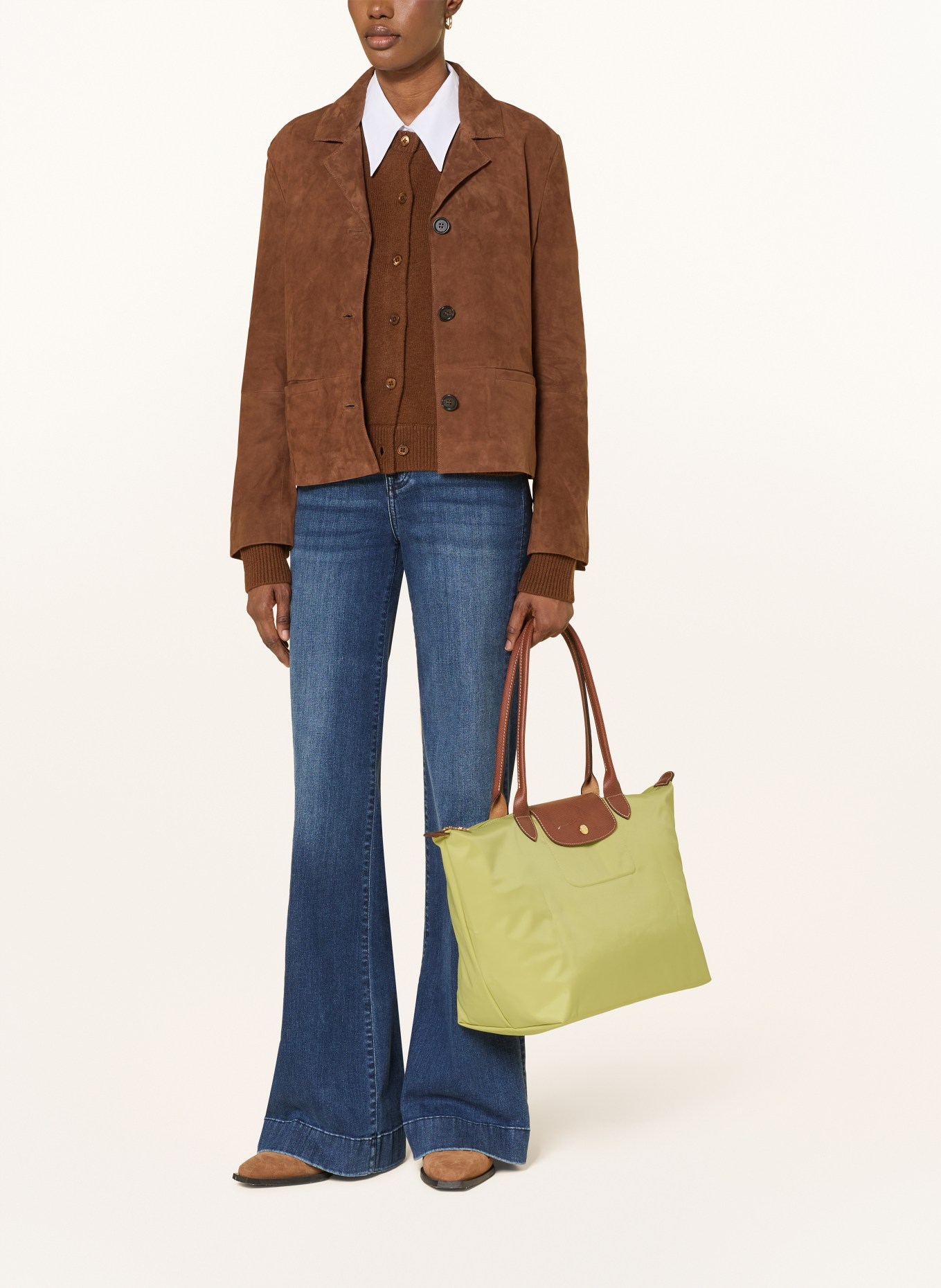 LONGCHAMP Shopper LE PLIAGE L: HELLGRÜN / BRAUN