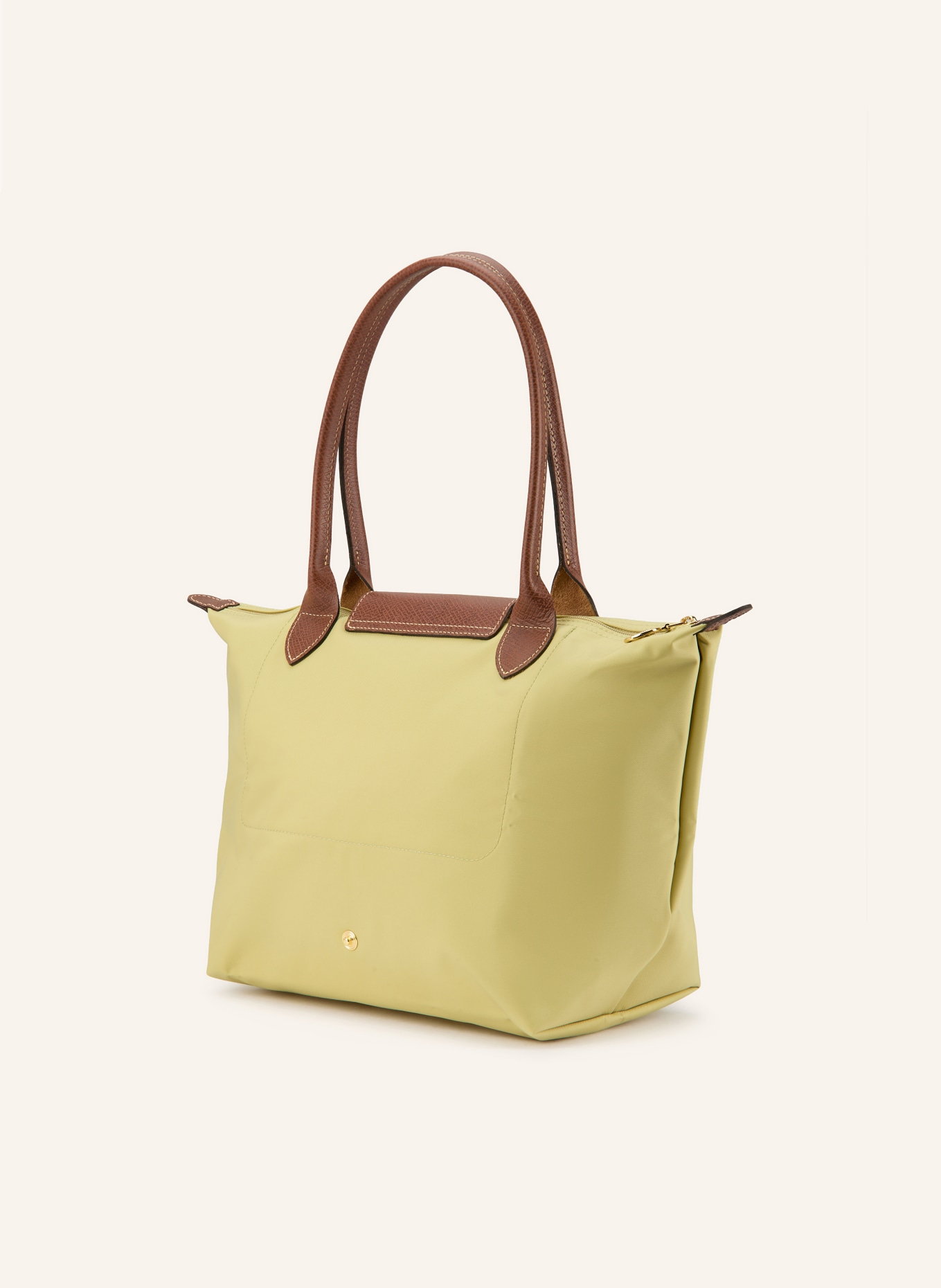LONGCHAMP Shopper LE PLIAGE M: HELLGRÜN / GOLD / DUNKELBRAUN