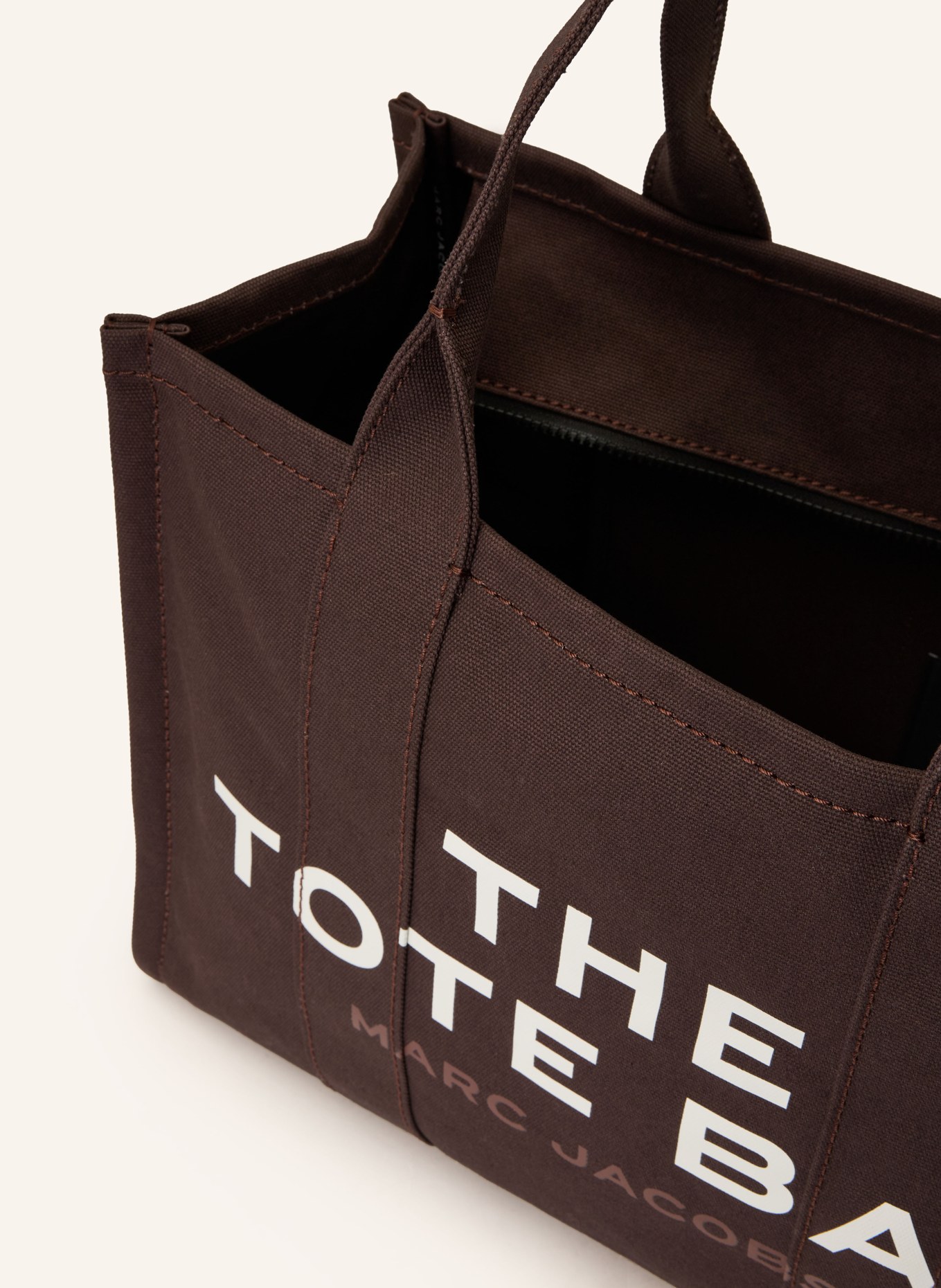 MARC JACOBS Shopper THE LARGE TOTE BAG: DUNKELBRAUN / WEISS