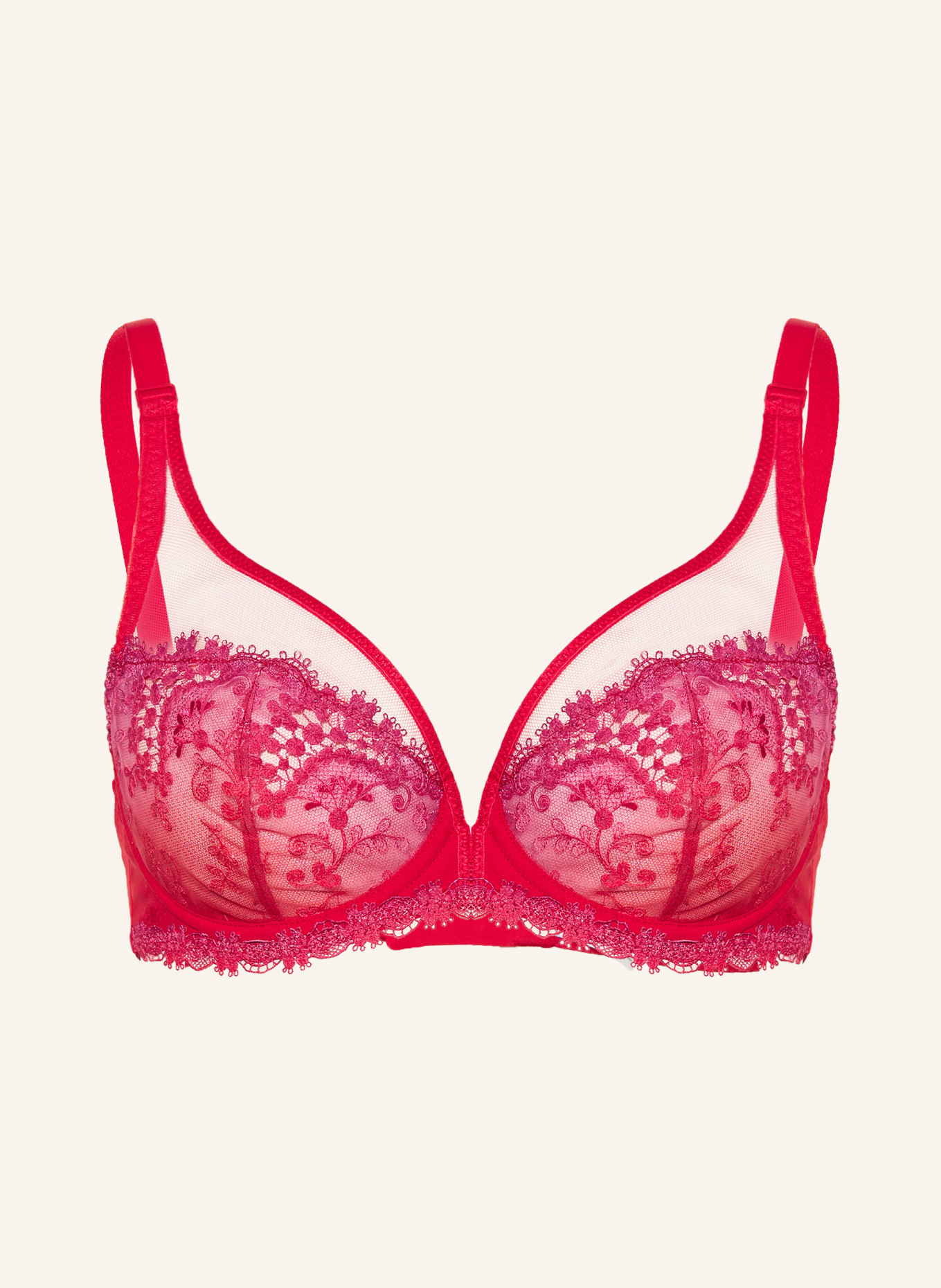 SIMONE PÉRÈLE Biustonosz z fiszbinami WISH: CZERWONY / MOCNORÓŻOWY