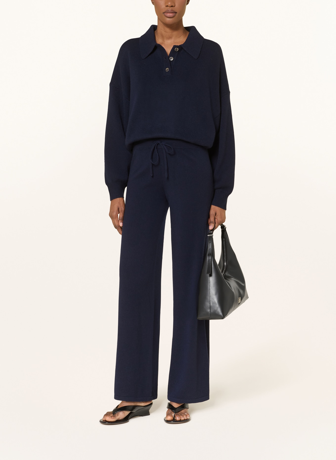 LISA YANG Strickhose SOFI im Jogging-Stil aus Cashmere: SCHWARZ