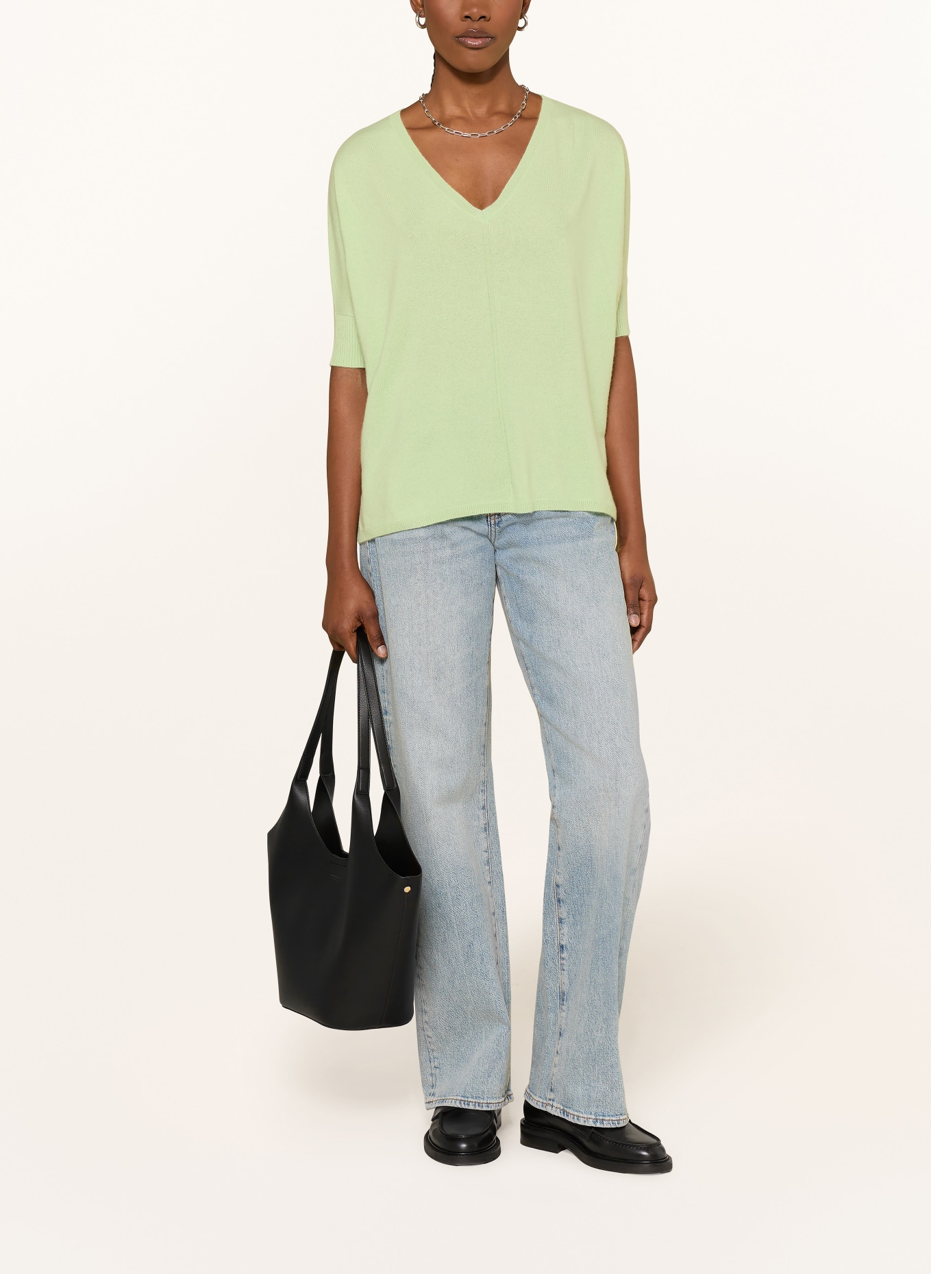 lilienfels Oversized cashmere sweater: LIGHT GREEN
