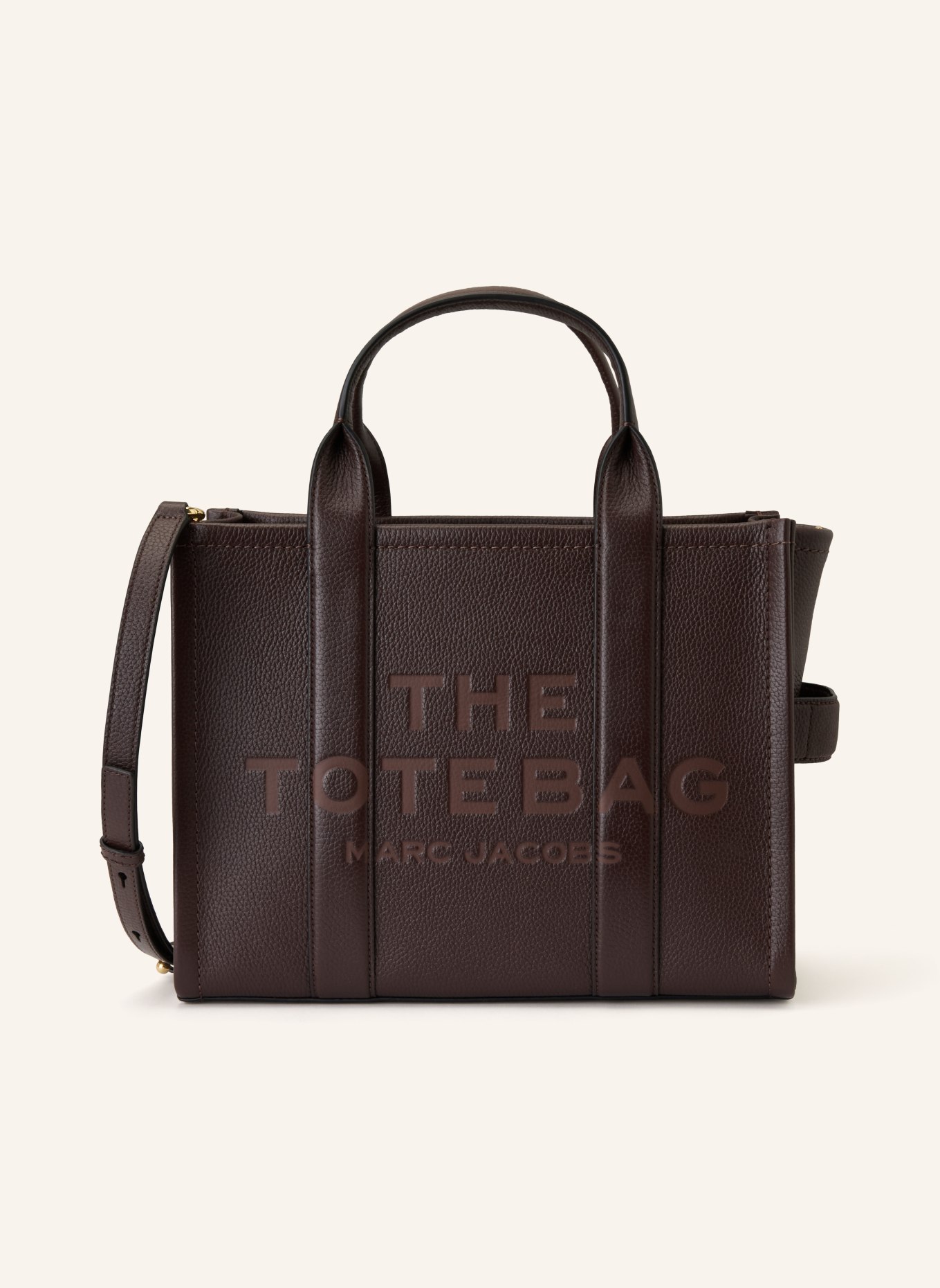 MARC JACOBS Shopper THE MEDIUM TOTE BAG LEATHER: DUNKELBRAUN