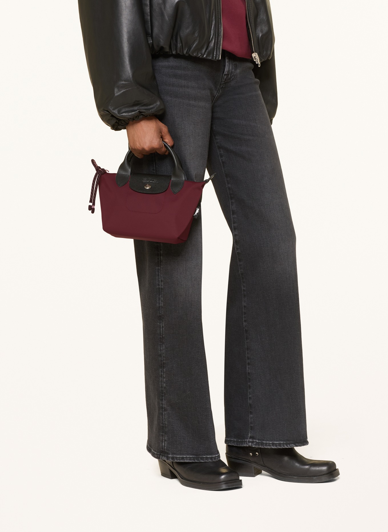 LONGCHAMP Umhängetasche LE PLIAGE ENERGY: DUNKELROT / SCHWARZ