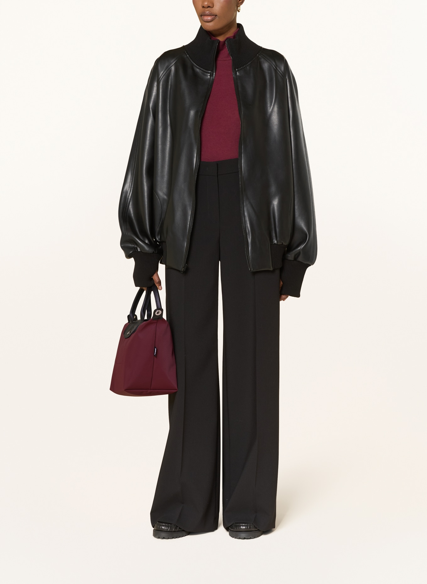 LONGCHAMP Shopper LE PLIAGE ENERGY SMALL: DUNKELROT / SCHWARZ