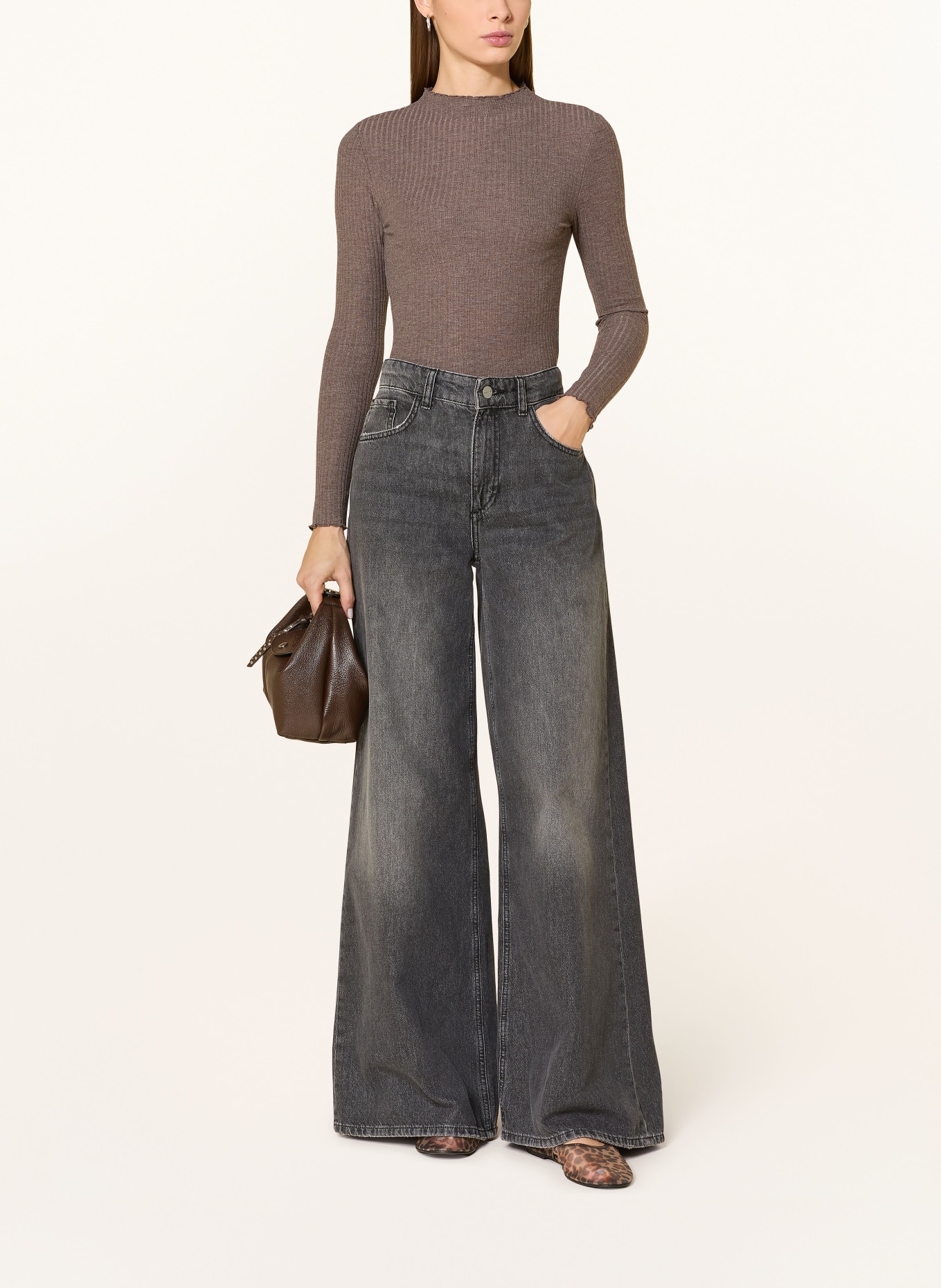 ONLY Tričko s dlouhým rukávem: HNĚDÁ