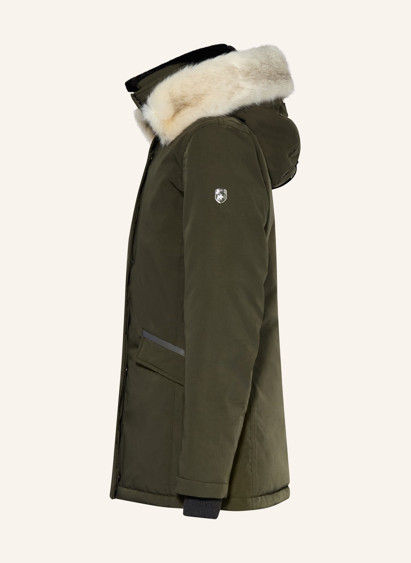 WELLENSTEYN Parka ENTERPRISE s umělou kožešinou a výplní DUPONT™ SORONA®: TMAVĚ ZELENÁ