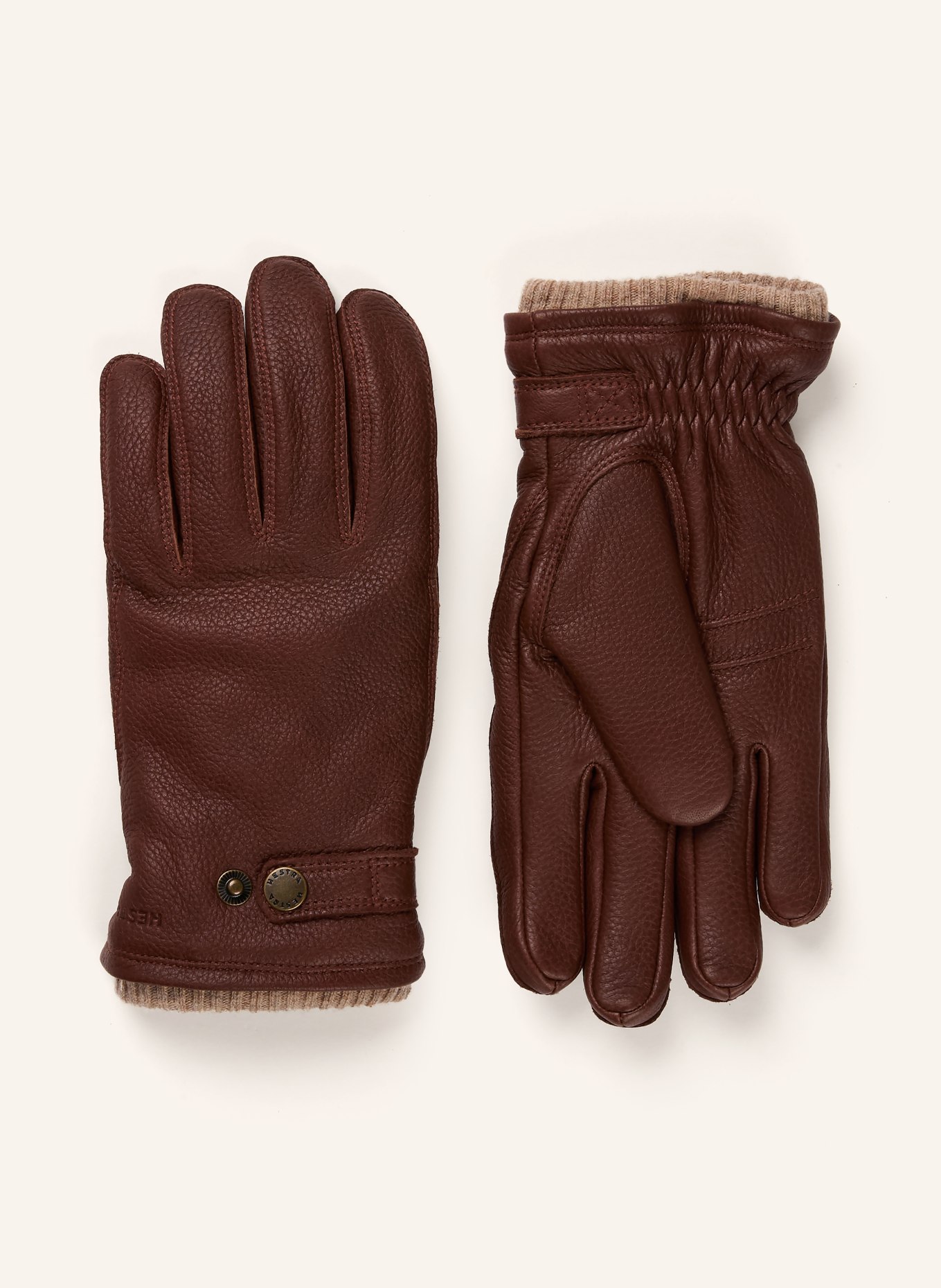 HESTRA Skórzane rękawiczki UTSJÖ: CIEMNOBRĄZOWY / JASNOBRĄZOWY