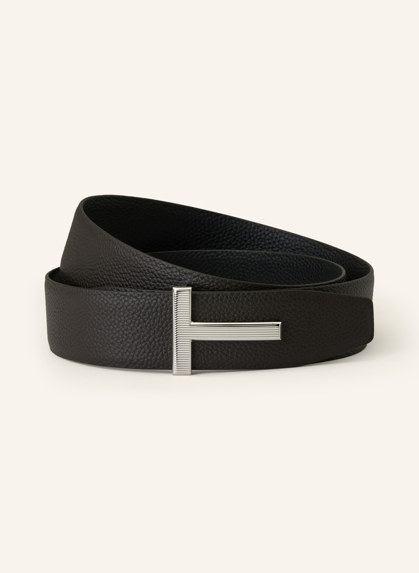 TOM FORD Reversible leather belt: BLACK / SILVER / DARK BROWN