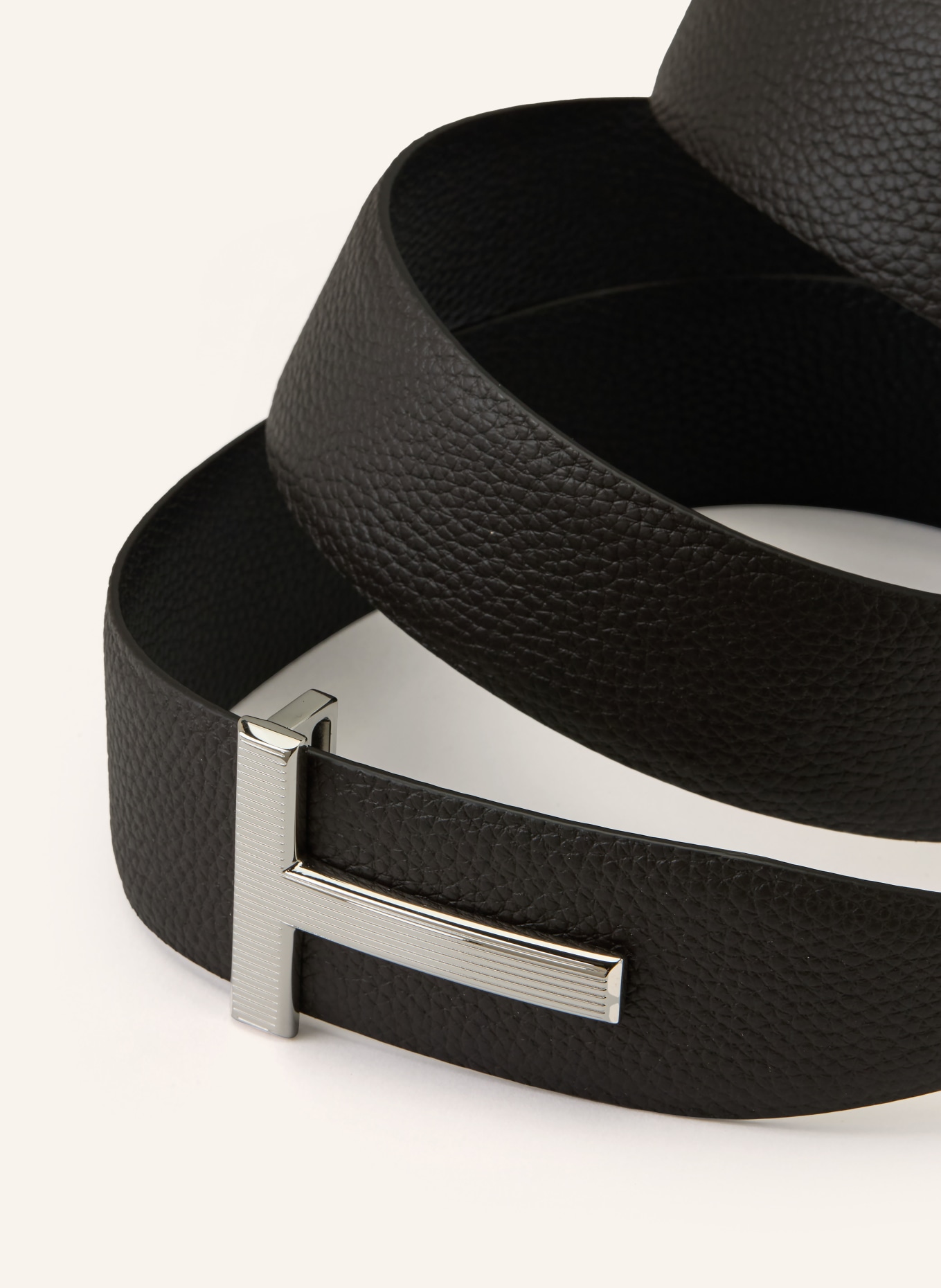 TOM FORD Reversible leather belt: BLACK / SILVER / DARK BROWN