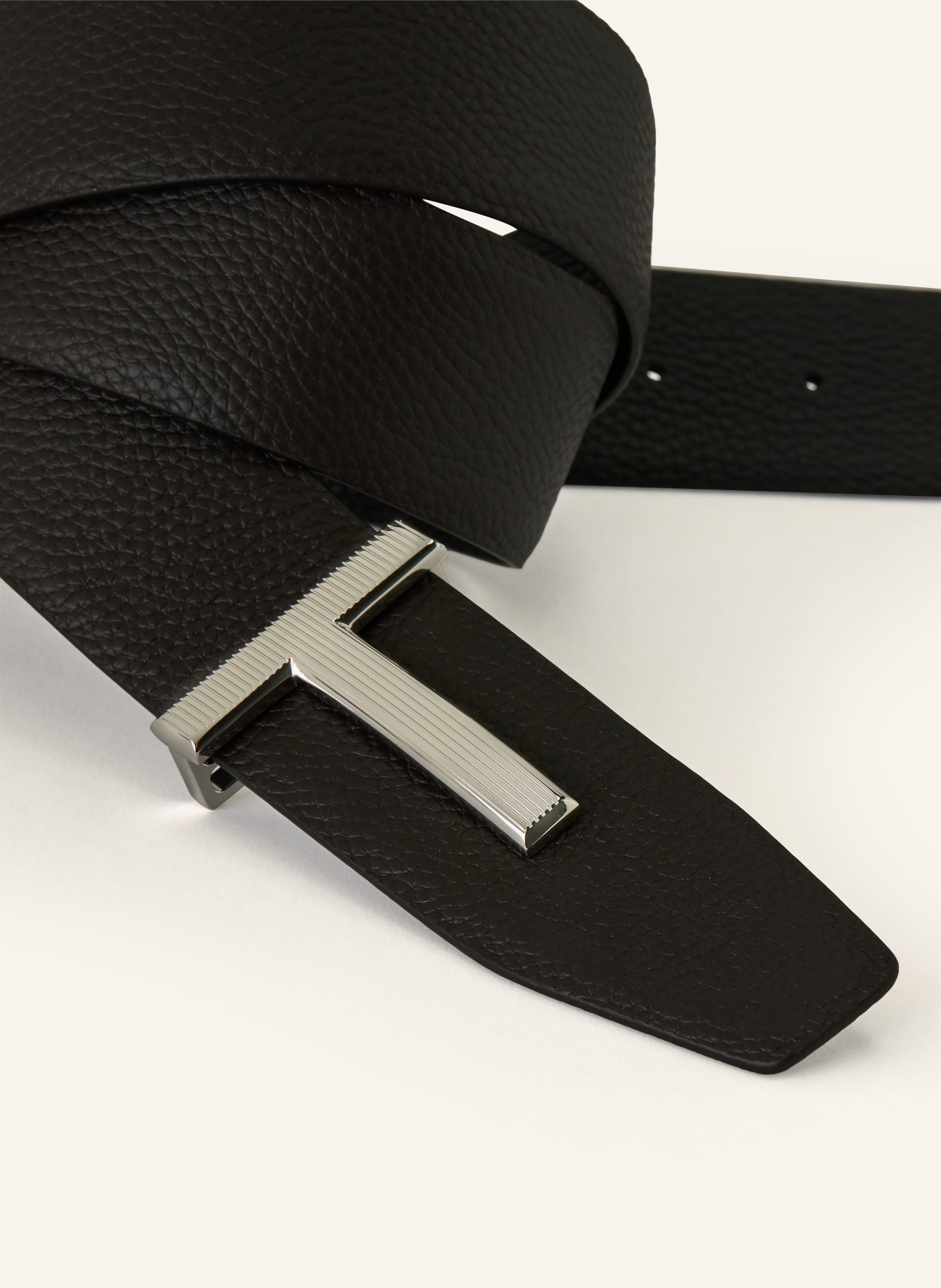TOM FORD Reversible leather belt: BLACK / SILVER / DARK BROWN