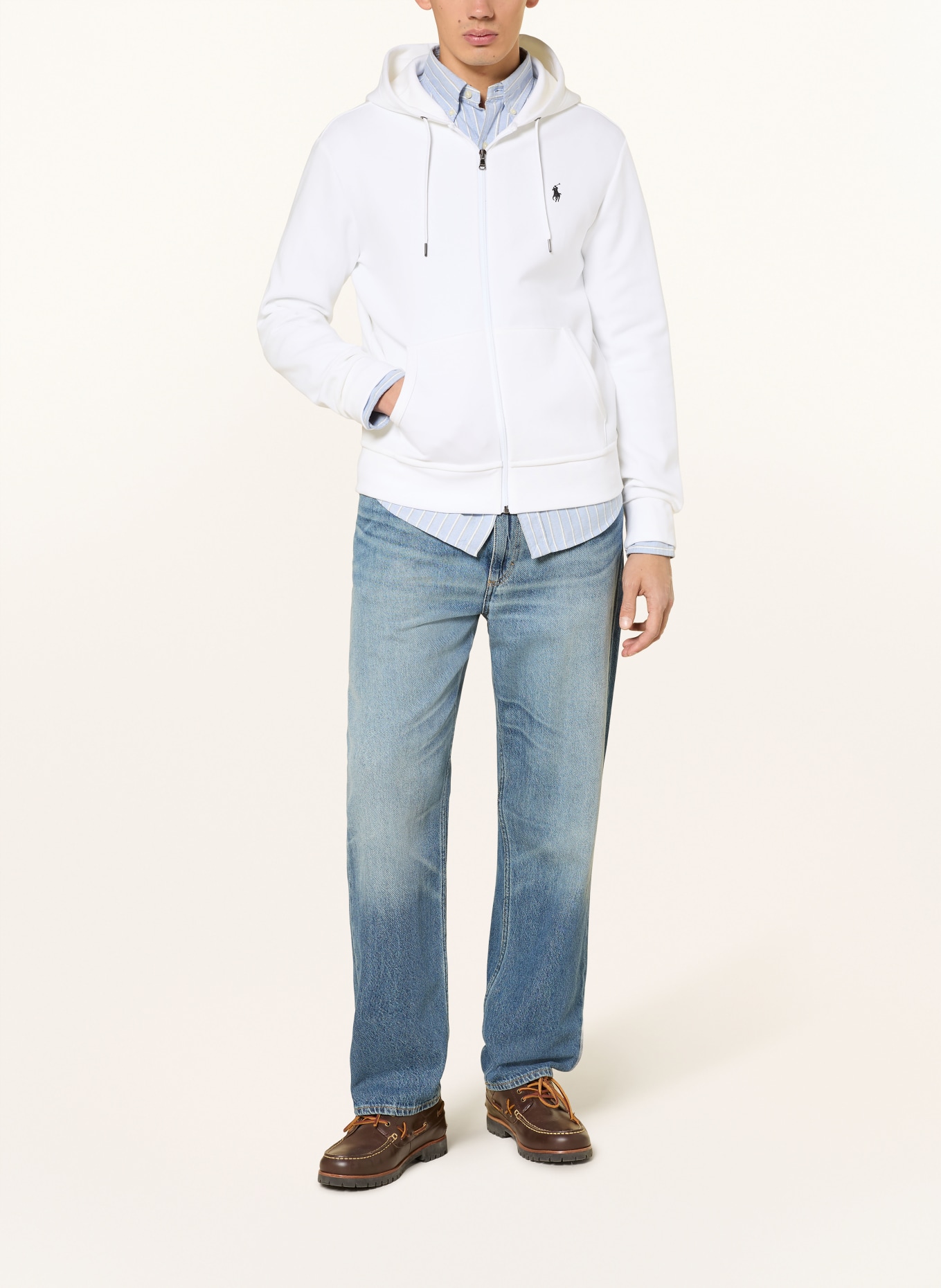 POLO RALPH LAUREN Sweatjacke: WEISS / SCHWARZ