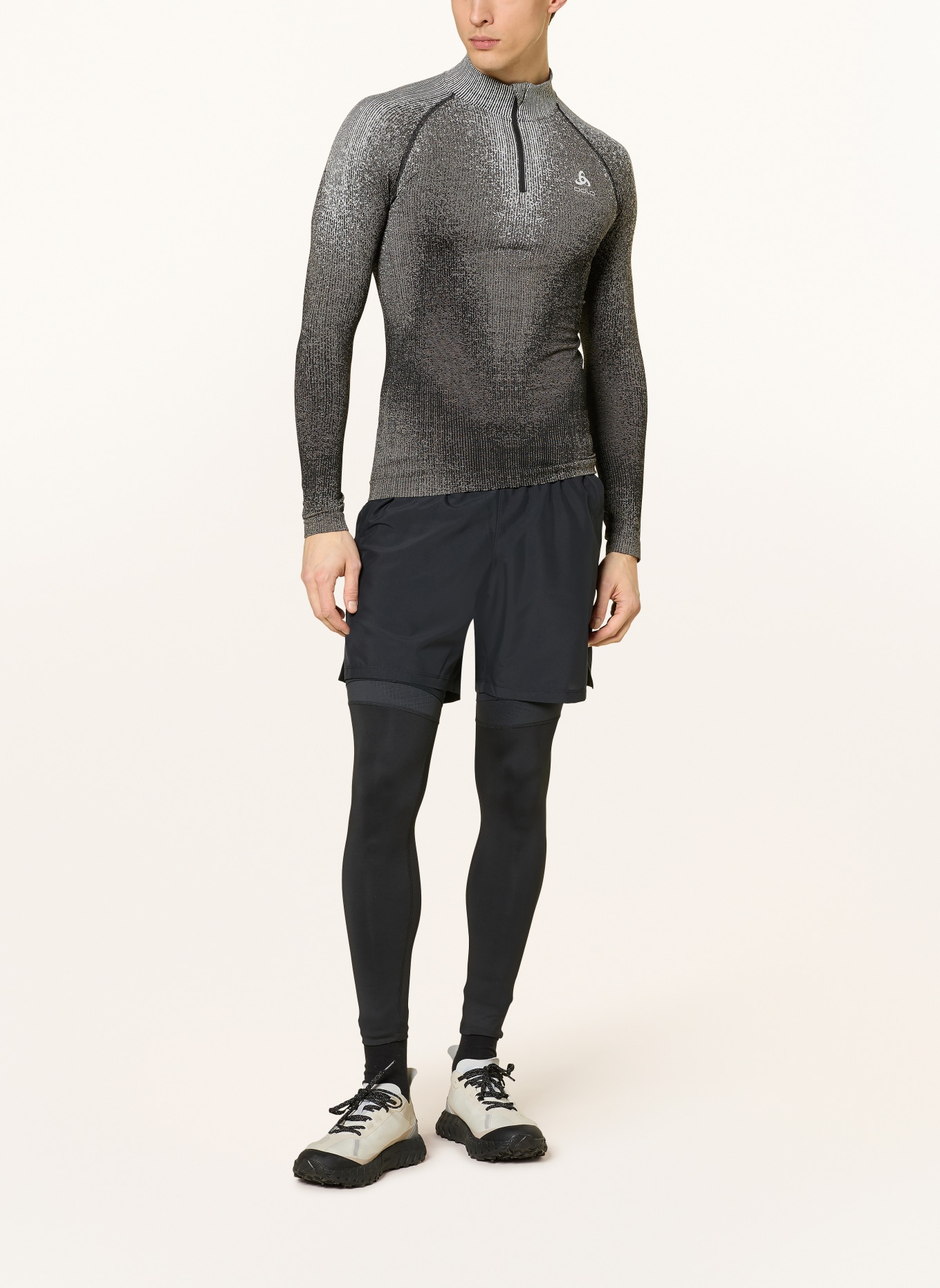 odlo Laufshirt: SCHWARZ / GRAU