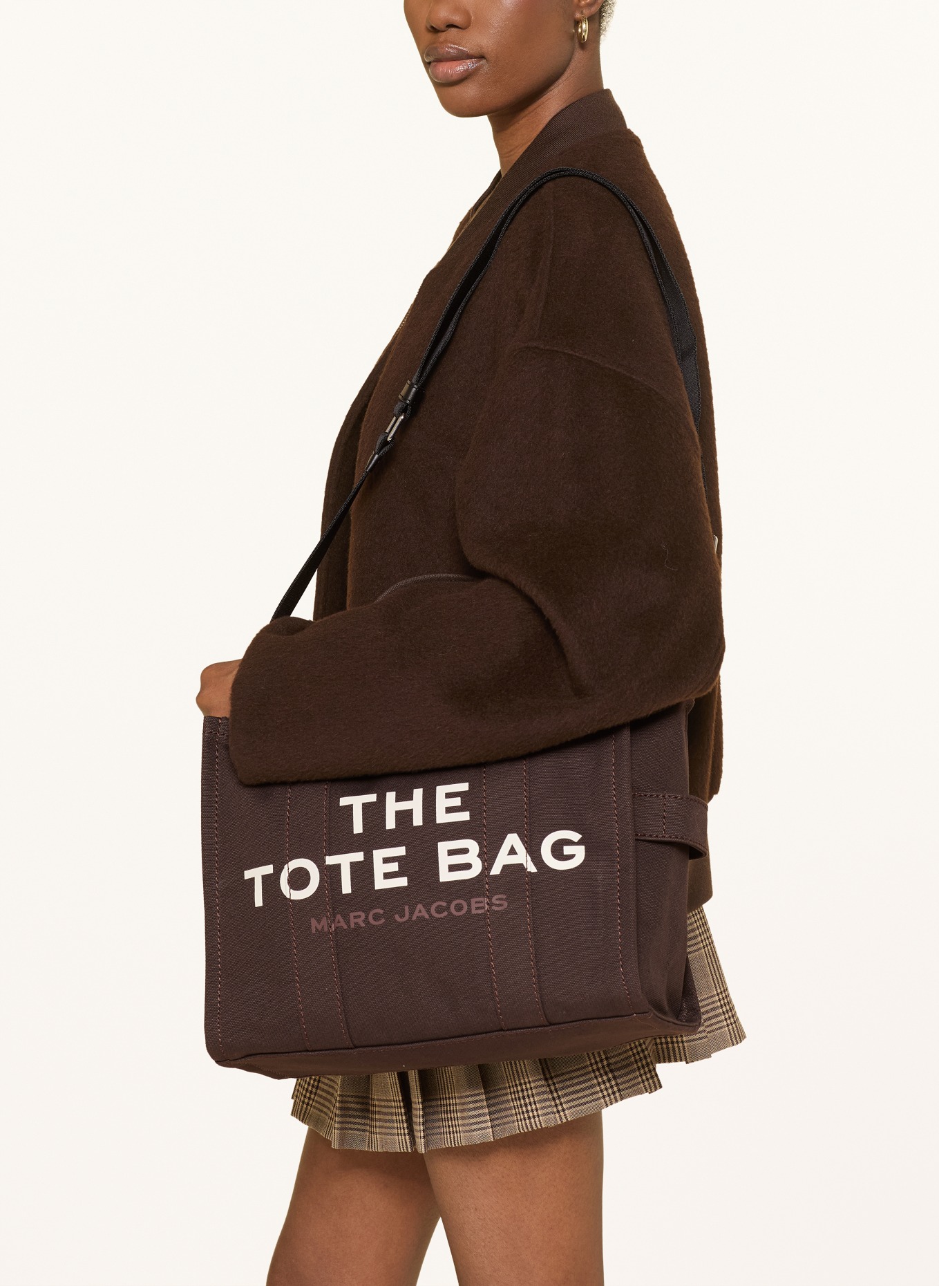 MARC JACOBS Handtas THE MEDIUM TOTE BAG: MARRON FONCÉ / ZILVER / WIT