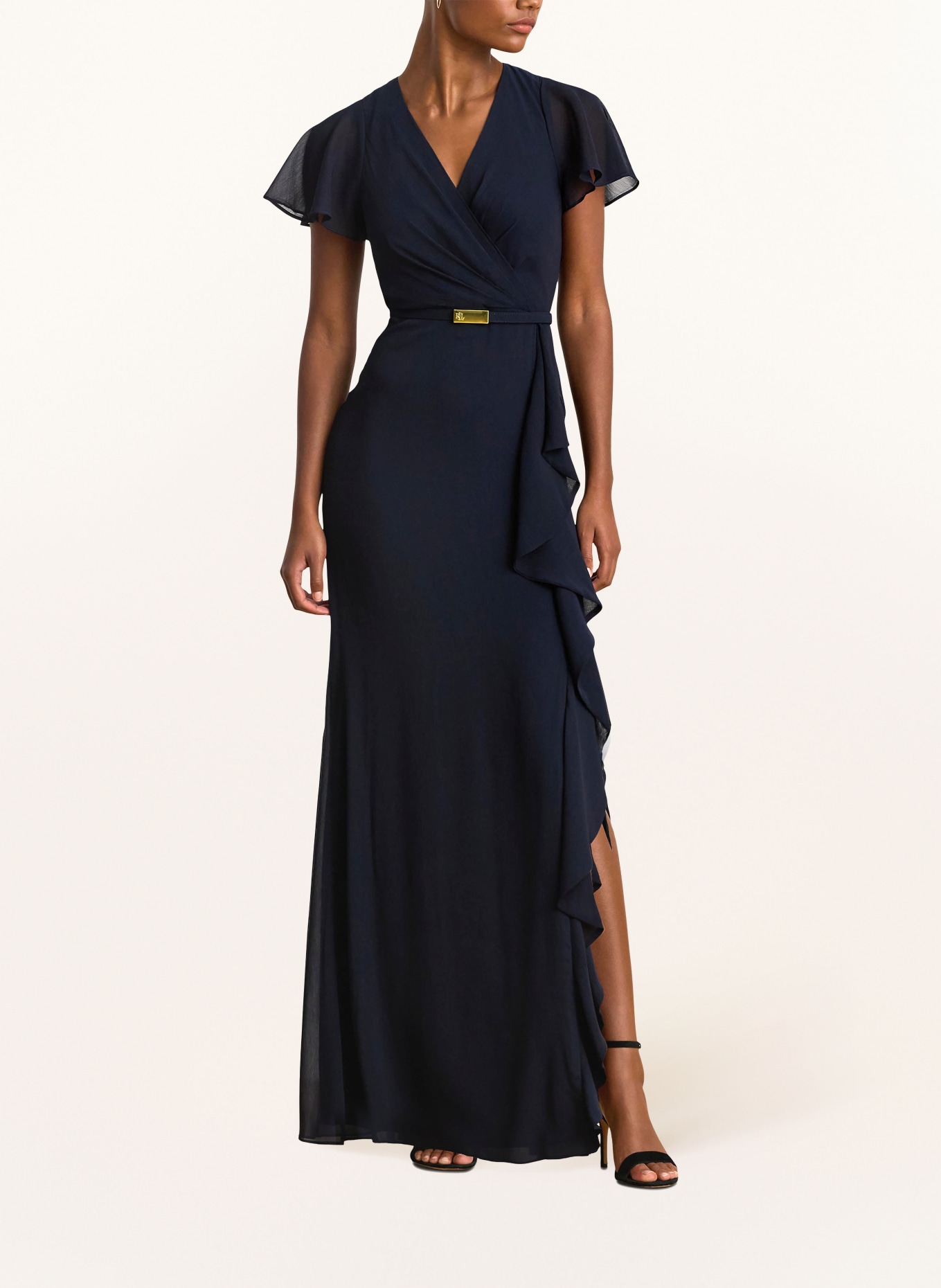 LAUREN RALPH LAUREN Abendkleid FARRYSH mit Volants: DUNKELBLAU