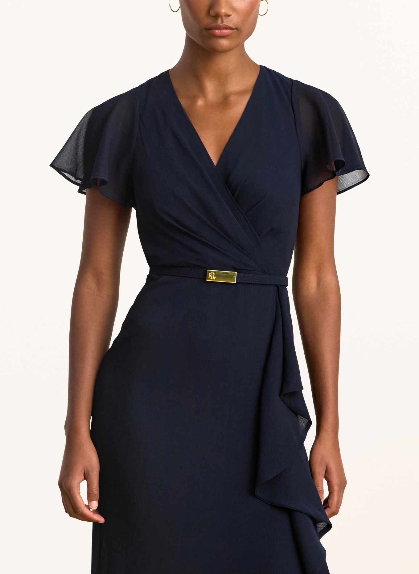 LAUREN RALPH LAUREN Abendkleid FARRYSH mit Volants: DUNKELBLAU