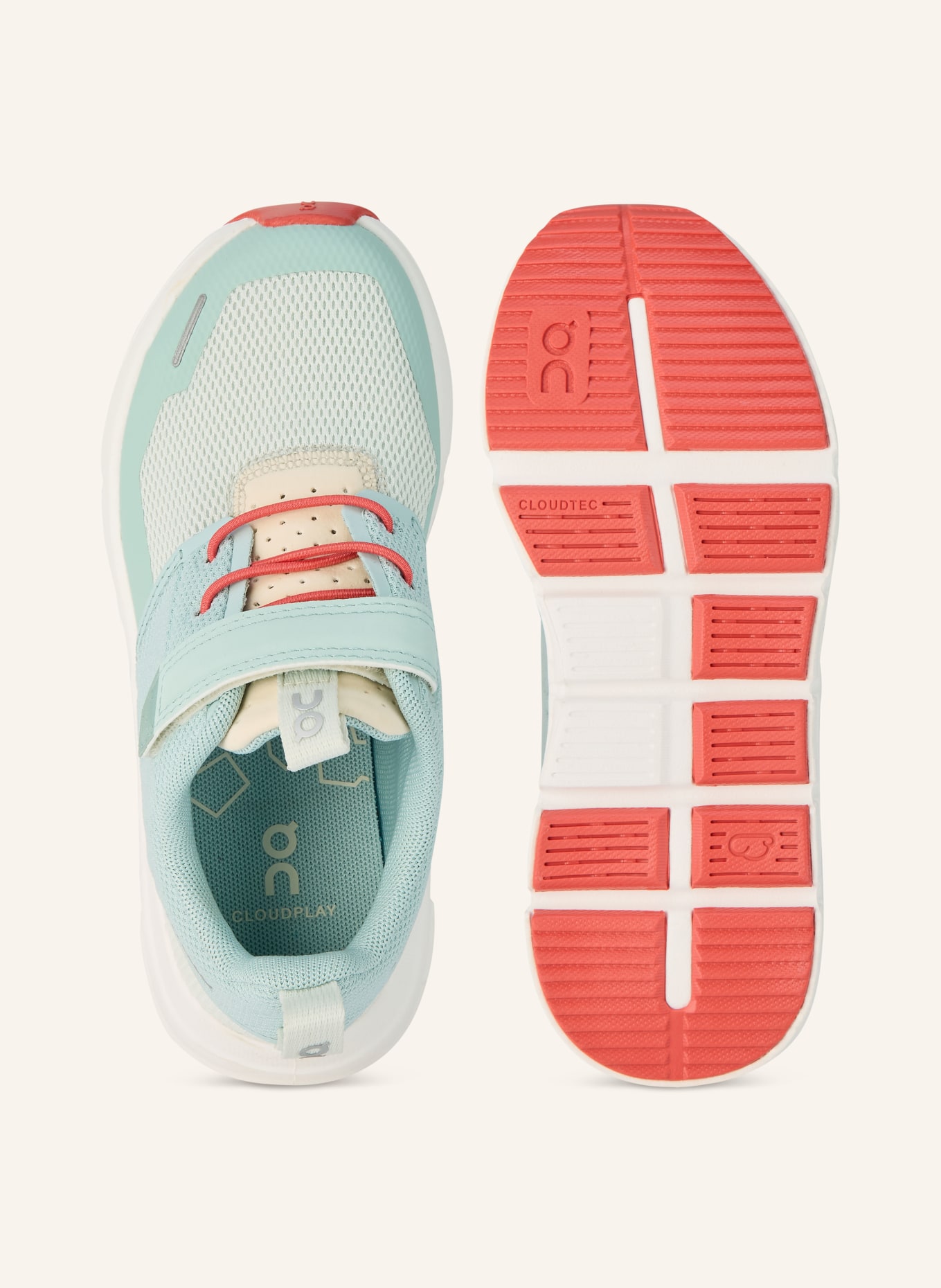 On Sneaker CLOUD PLAY: TÜRKIS / HELLROT