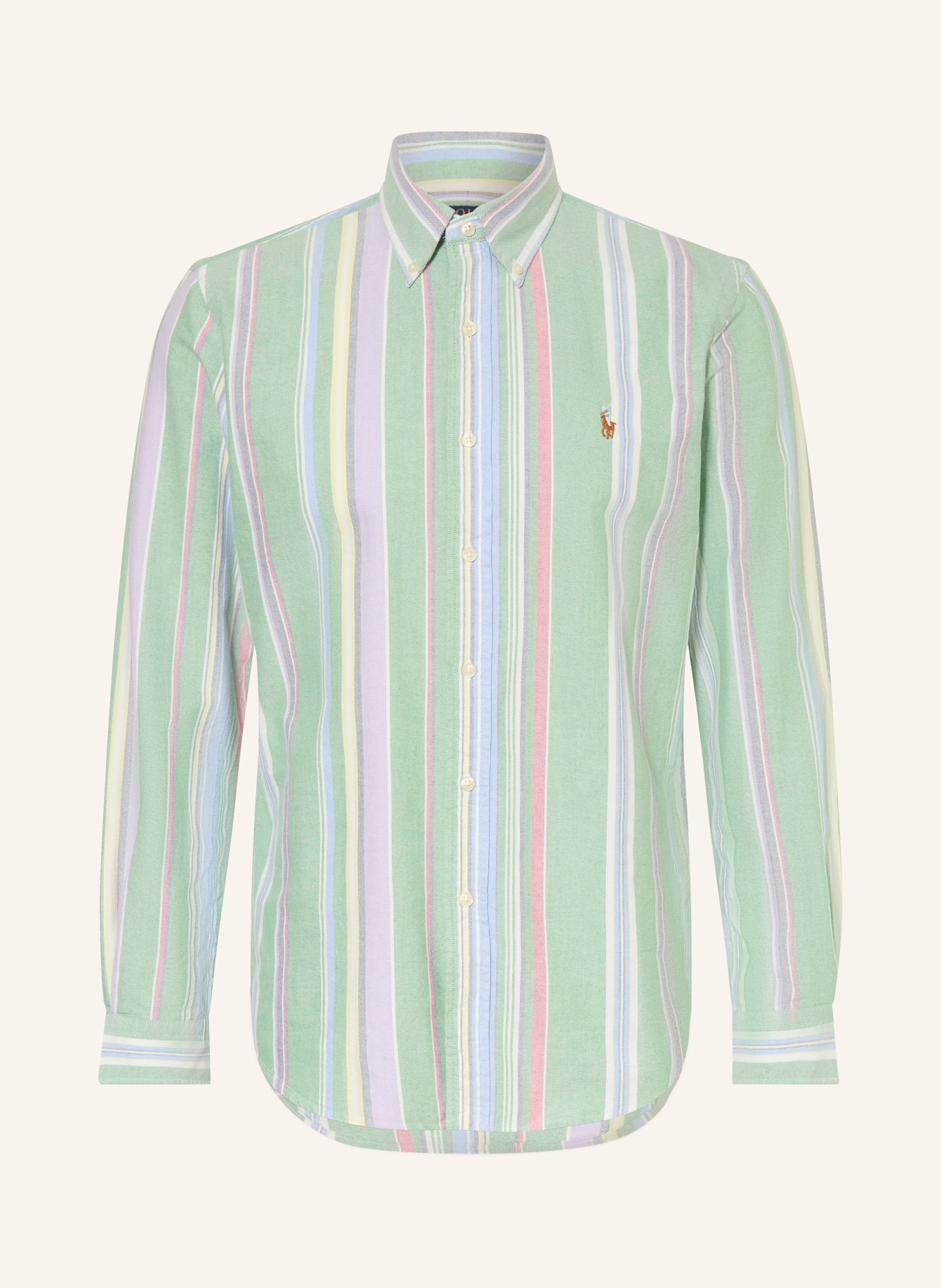 POLO RALPH LAUREN Oxfordhemd Custom Fit: HELLGRÜN / HELLROT / WEISS