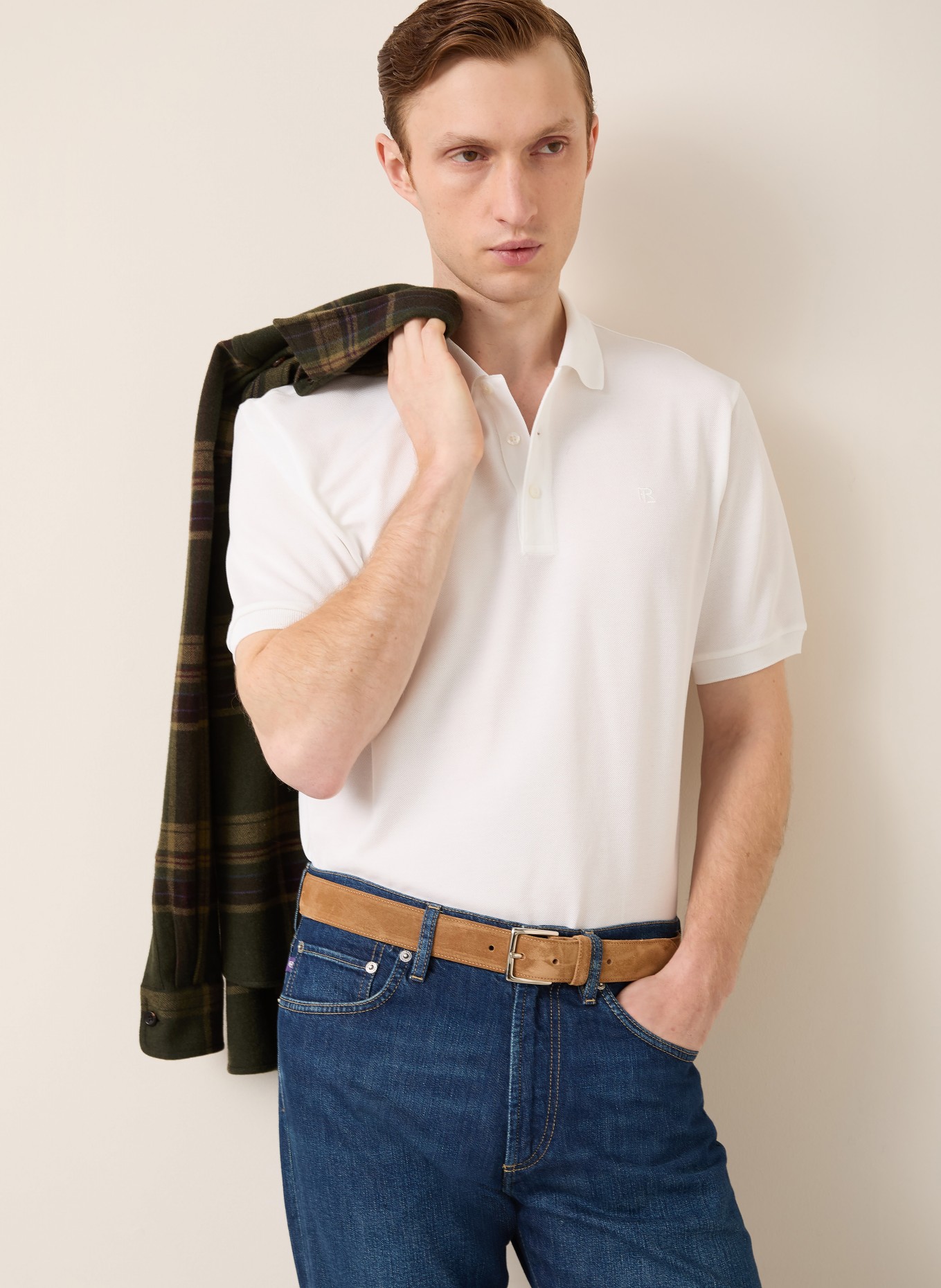 RALPH LAUREN PURPLE LABEL Koszulka polo z piki: BIAŁY