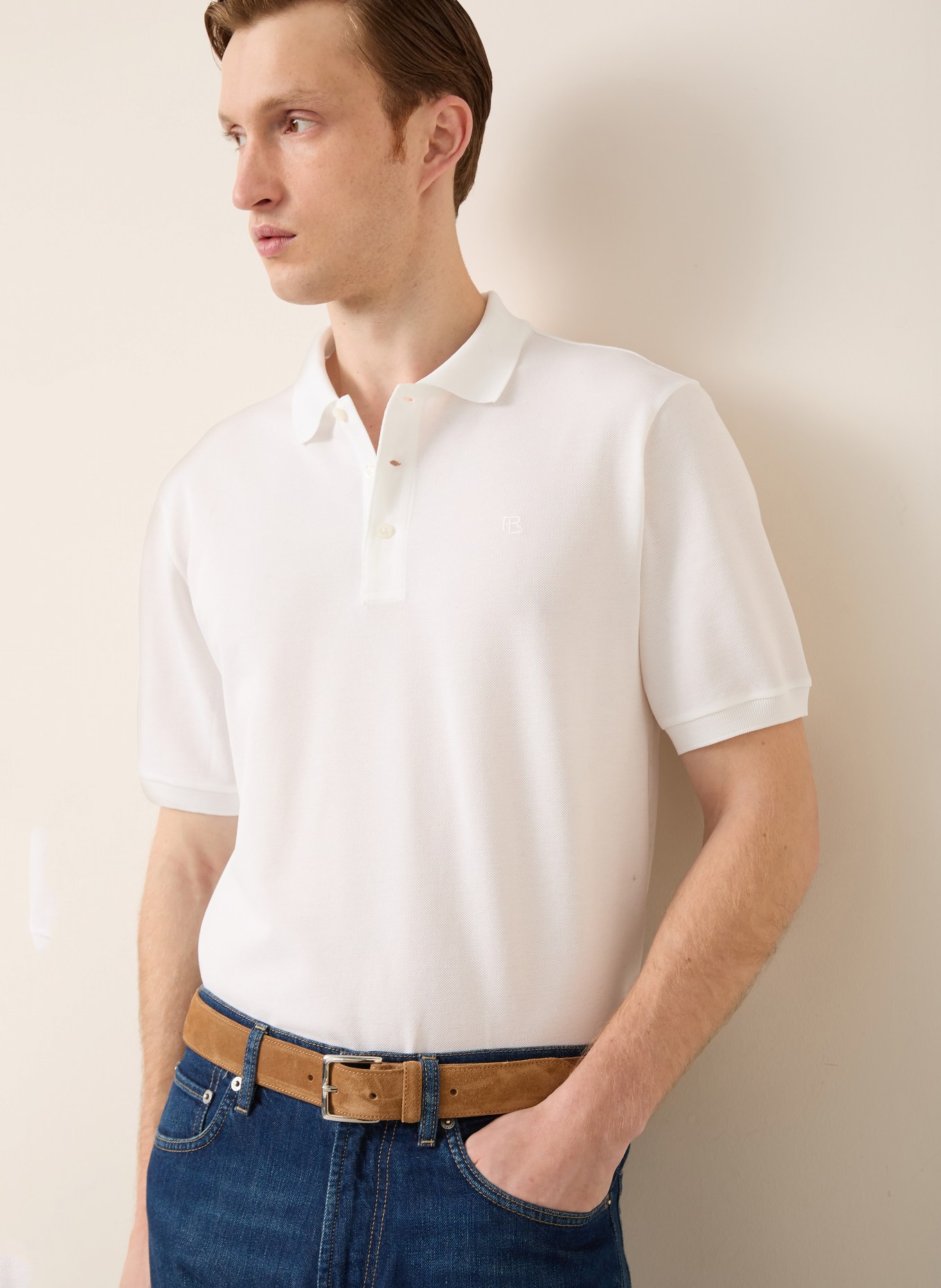 RALPH LAUREN PURPLE LABEL Koszulka polo z piki: BIAŁY