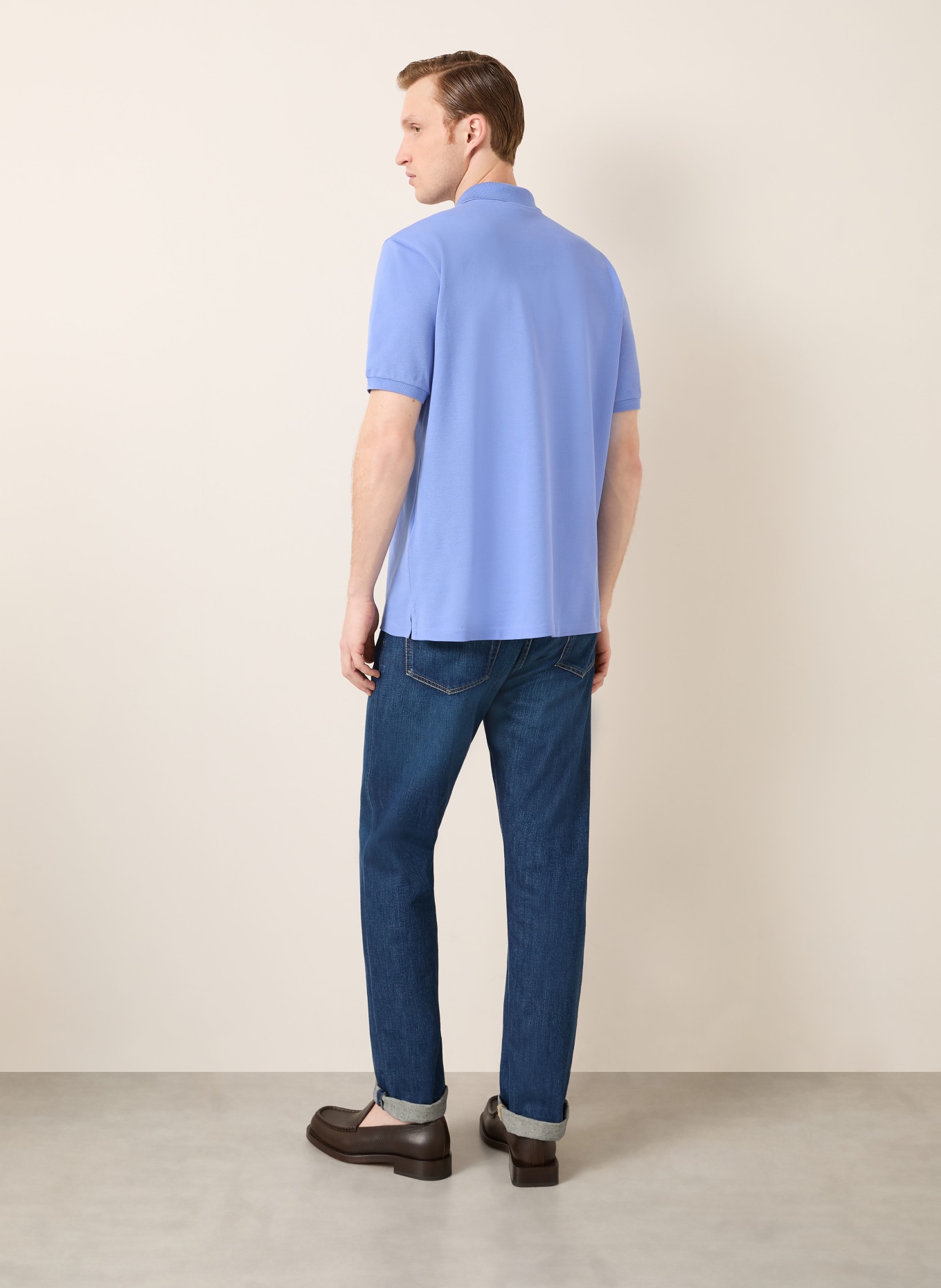 RALPH LAUREN PURPLE LABEL Piqué polo shirt: LIGHT BLUE