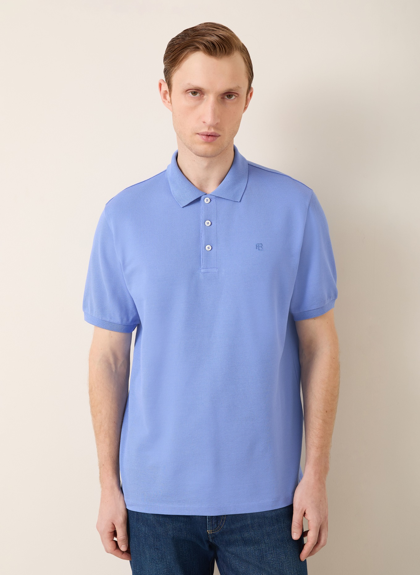 RALPH LAUREN PURPLE LABEL Piqué polo shirt: LIGHT BLUE