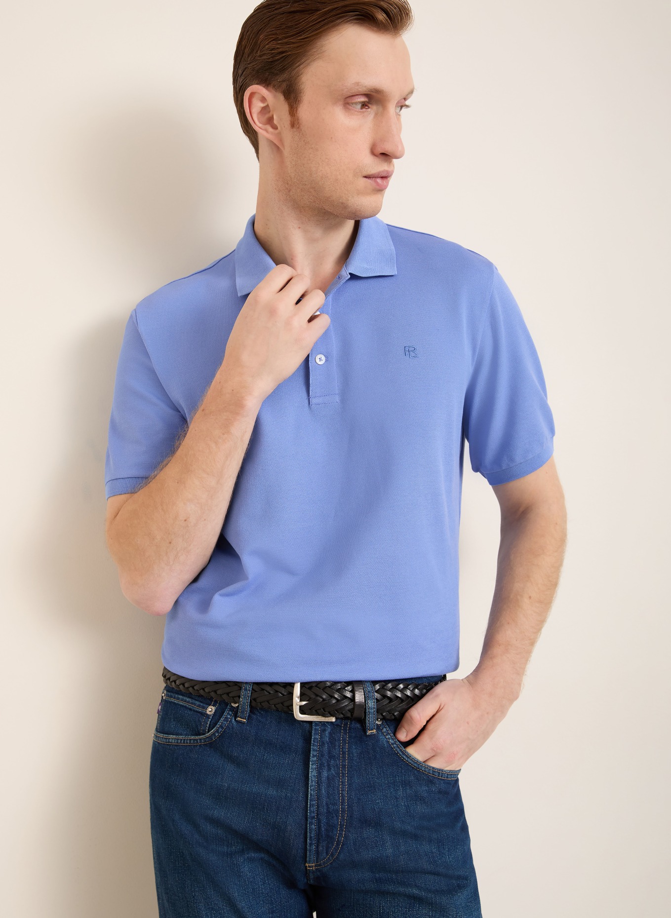 RALPH LAUREN PURPLE LABEL Piqué polo shirt: LIGHT BLUE