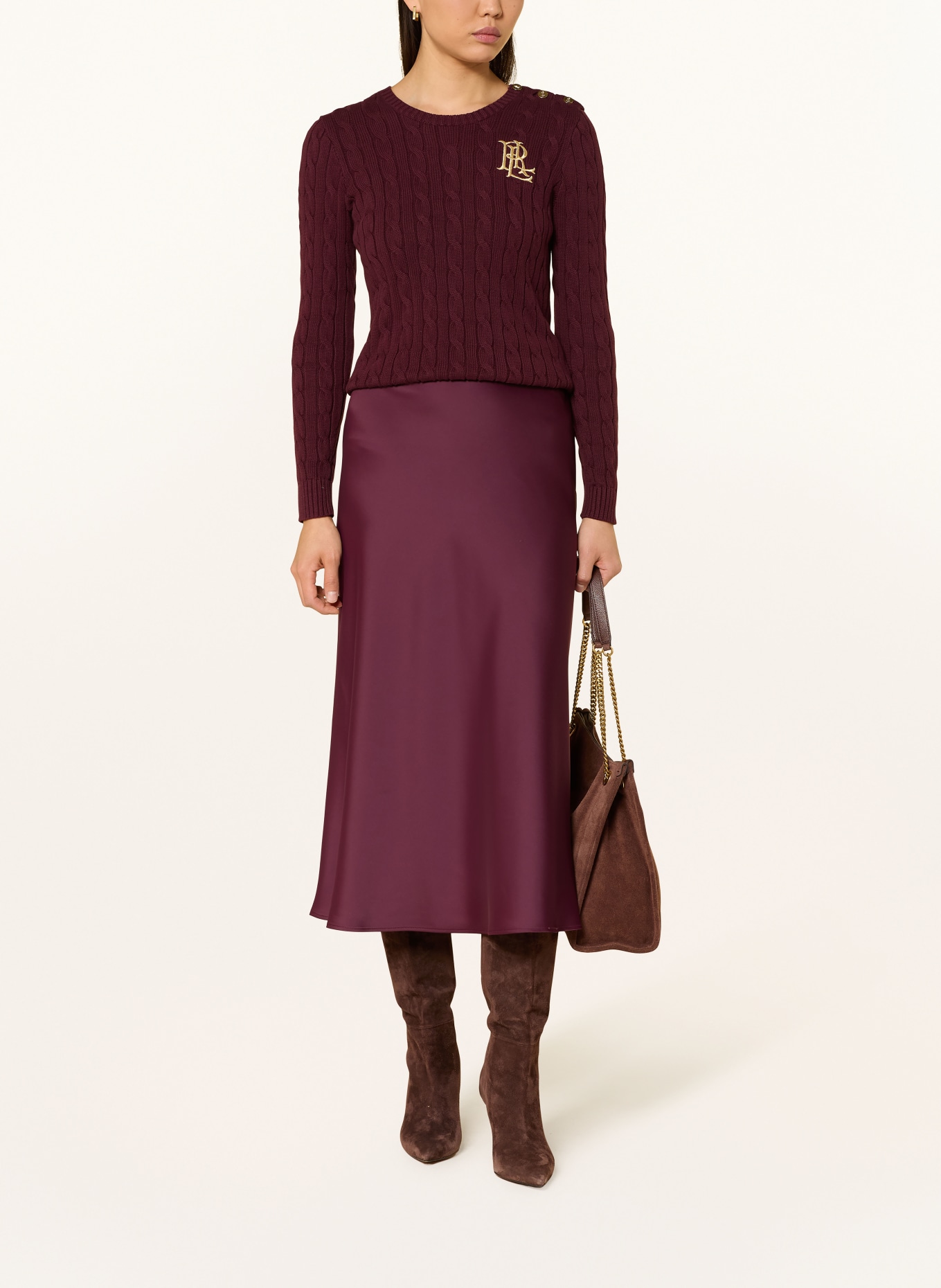 LAUREN RALPH LAUREN Sweater with glitter thread: DARK RED