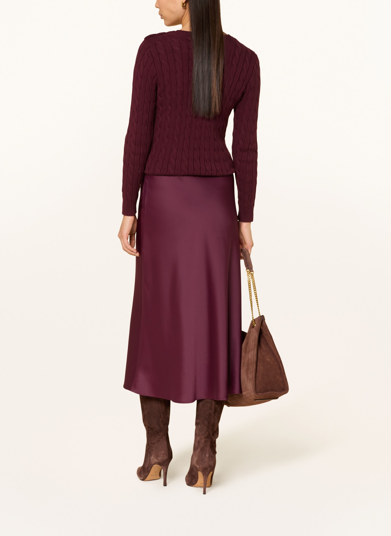 LAUREN RALPH LAUREN Sweater with glitter thread: DARK RED