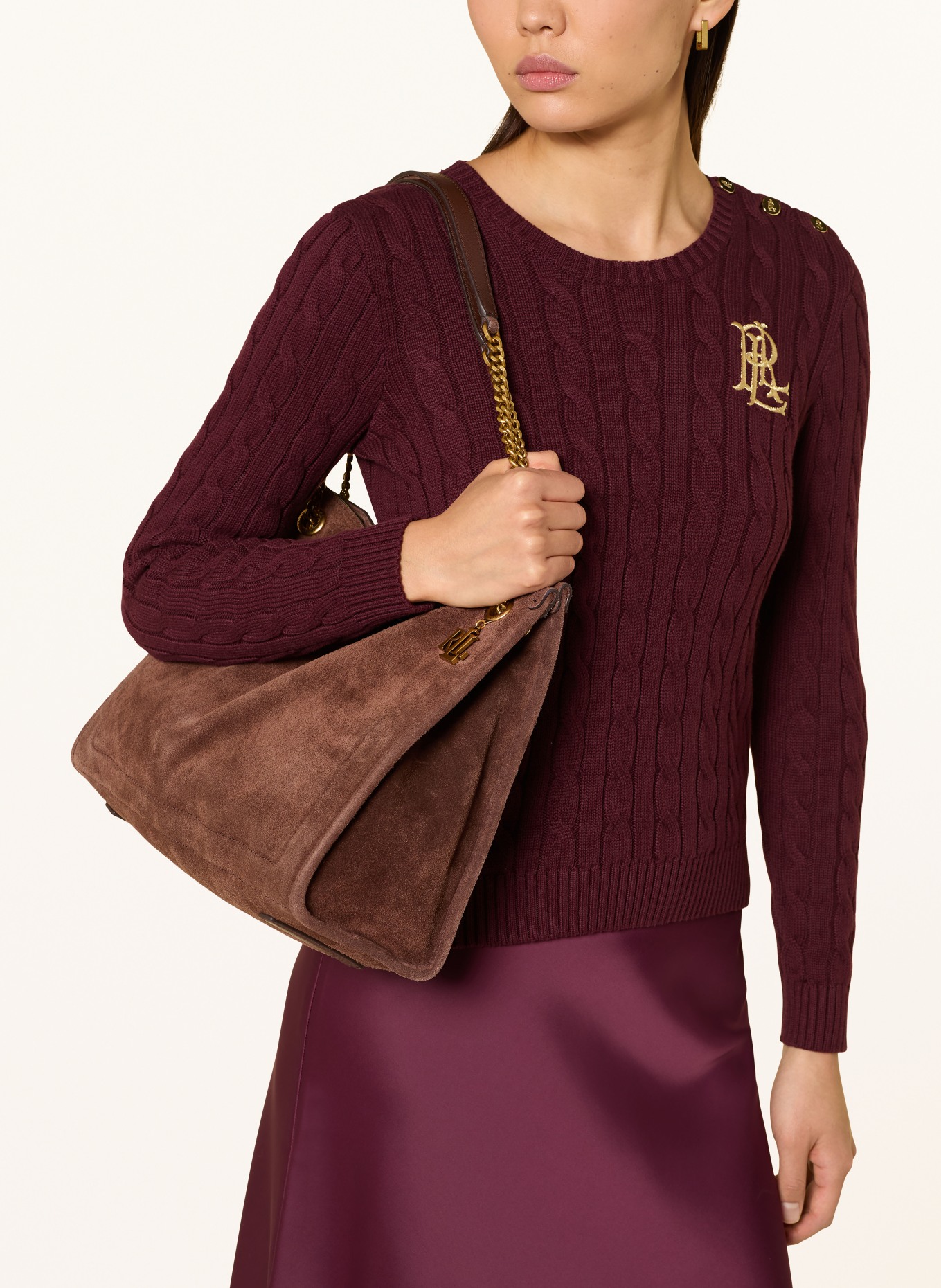 LAUREN RALPH LAUREN Sweater with glitter thread: DARK RED