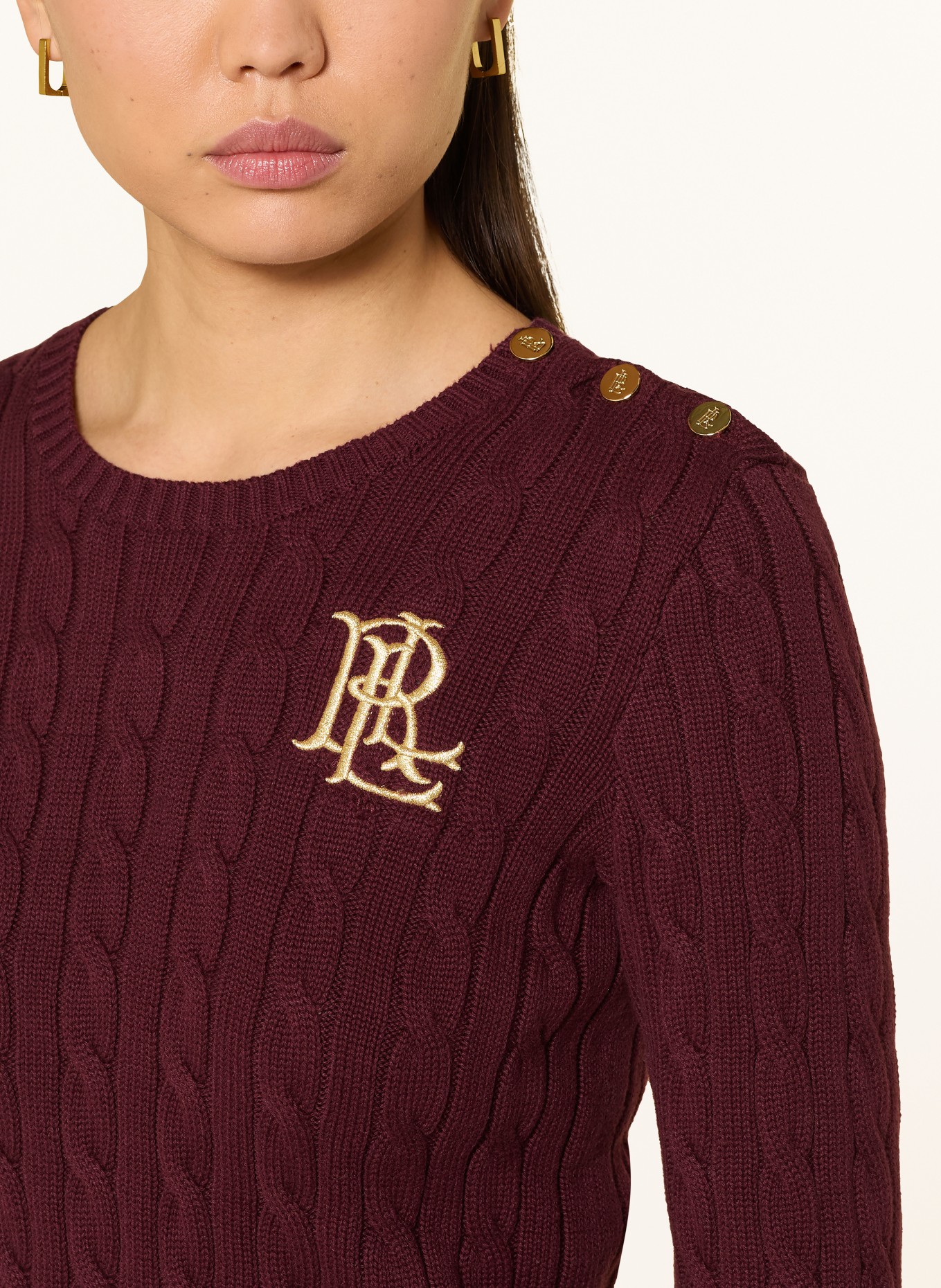 LAUREN RALPH LAUREN Sweater with glitter thread: DARK RED
