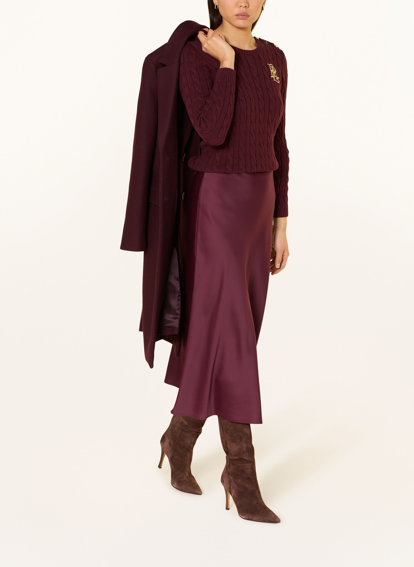 LAUREN RALPH LAUREN Sweater with glitter thread: DARK RED