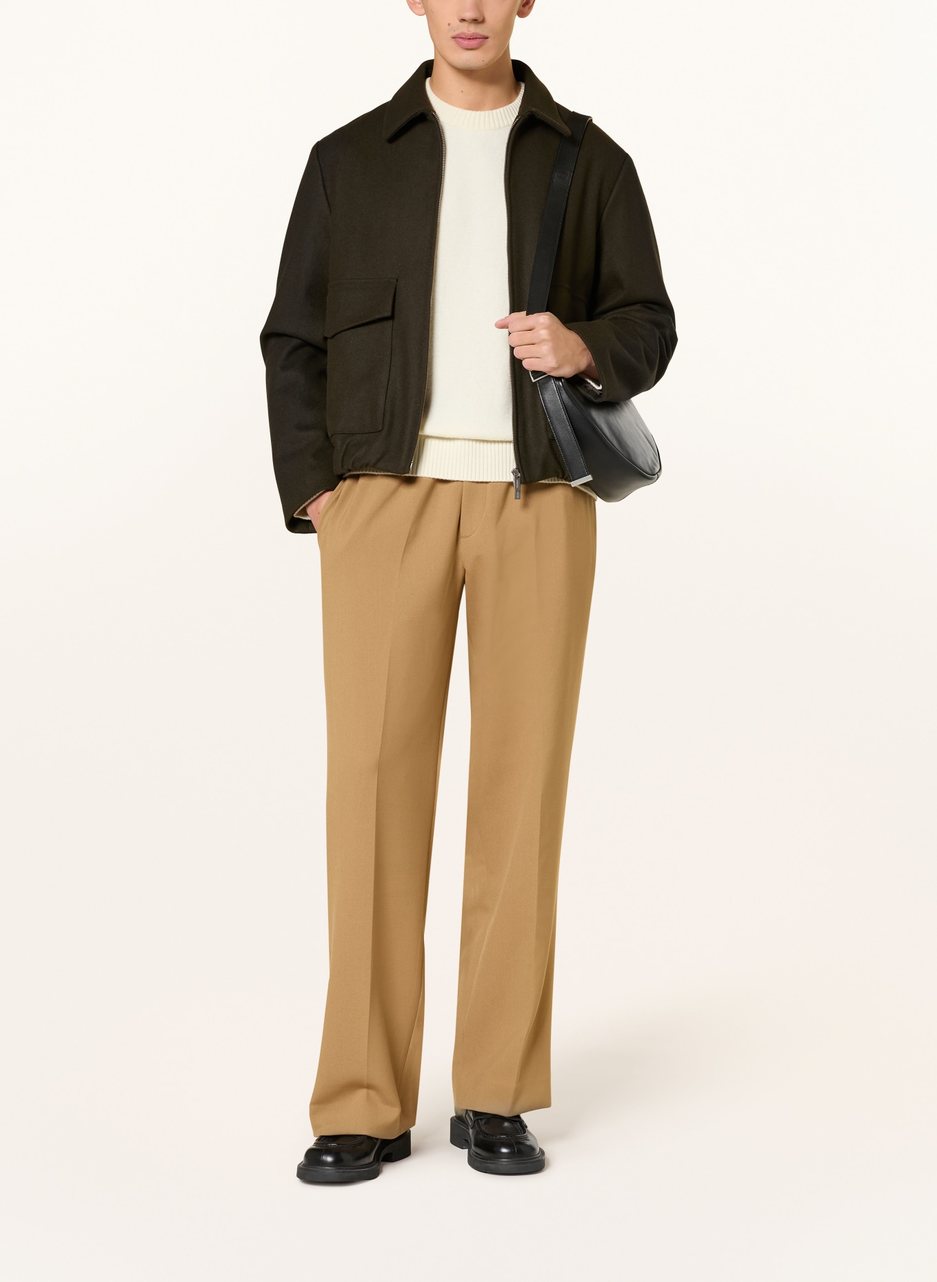 SANDRO Spodnie dżersejowe straight fit: KONIAKOWY