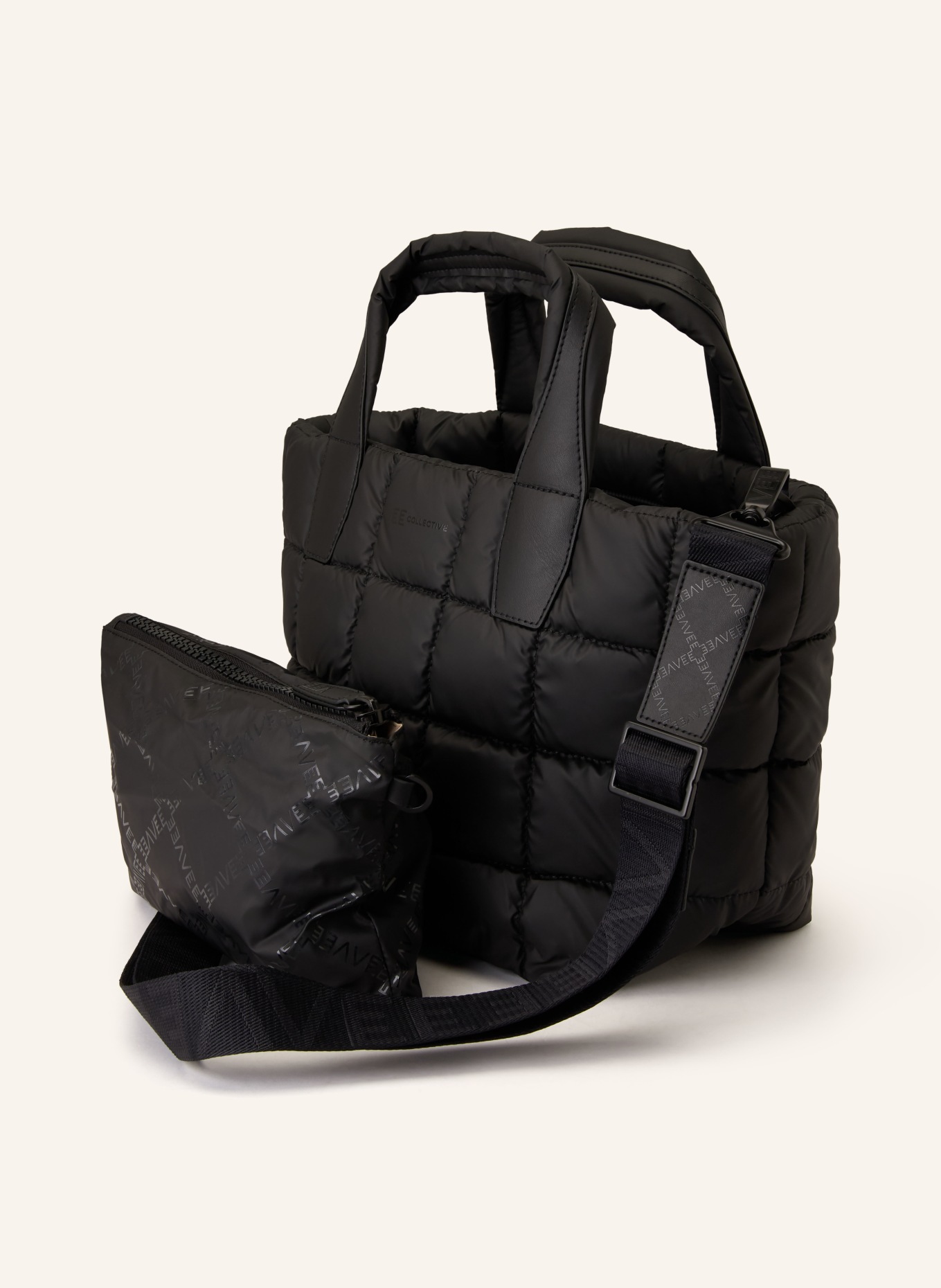 Vee Collective Shopper PORTER TOTE SMALL met etui: ZWART