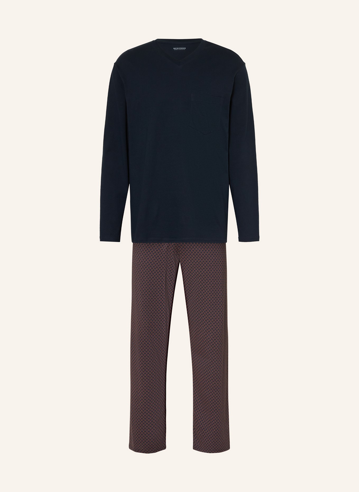 SCHIESSER COMFORT ESSENTIALS" pyjamas: DARK BLUE / BROWN