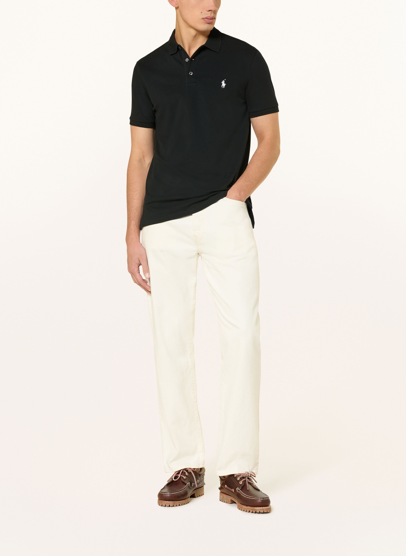 POLO RALPH LAUREN Piqué polo shirt custom slim fit: BLACK