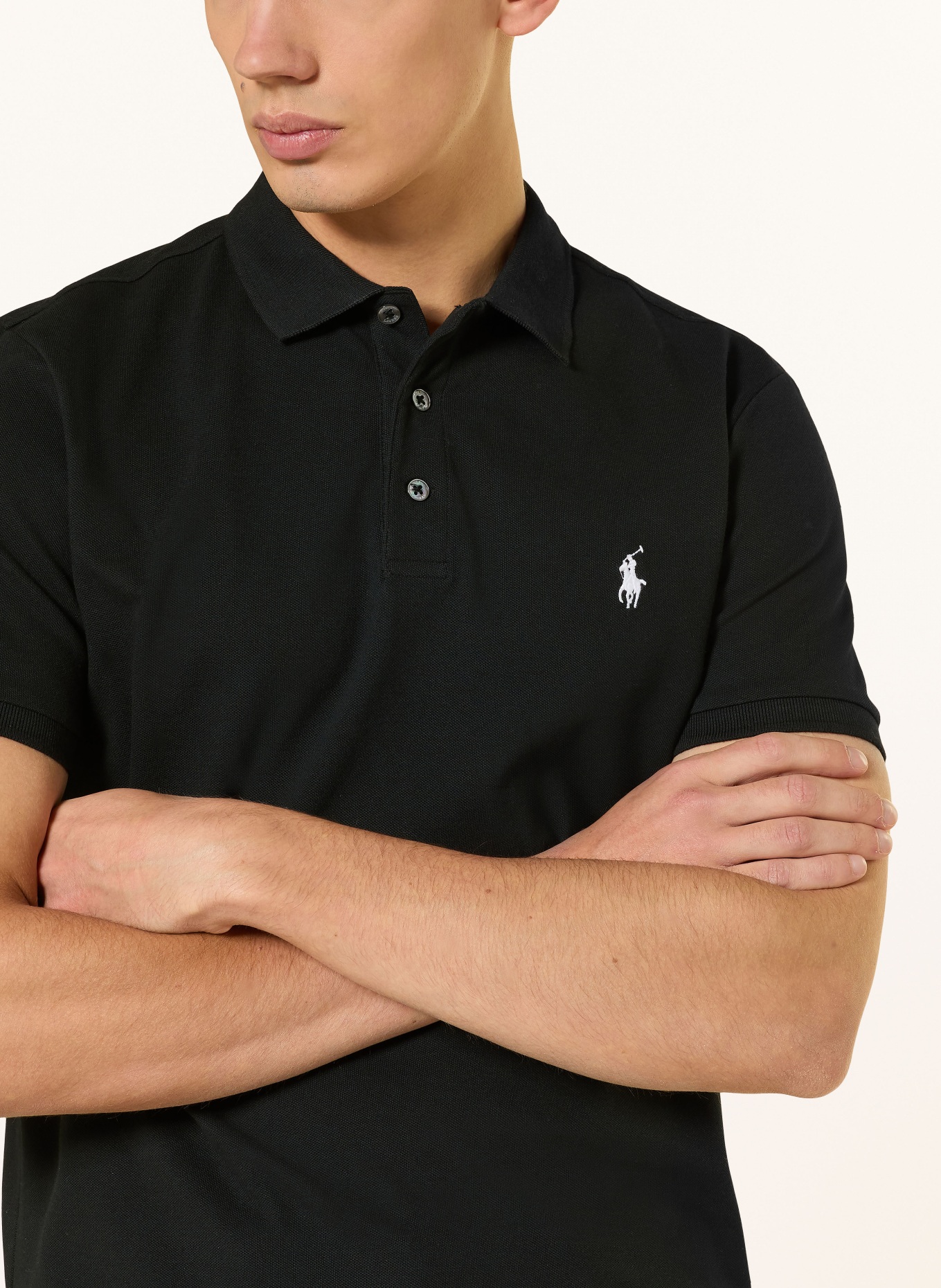 POLO RALPH LAUREN Piqué polo shirt custom slim fit: BLACK