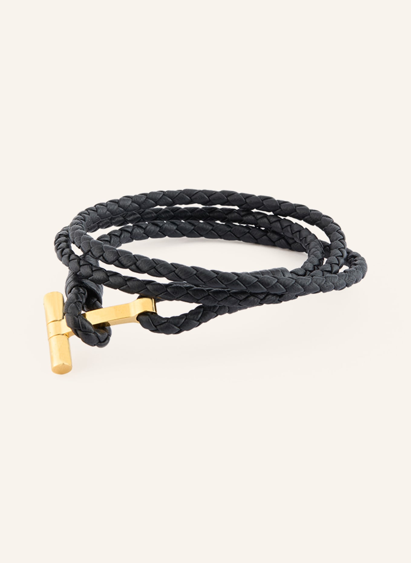 TOM FORD Lederarmband: SCHWARZ / GOLD