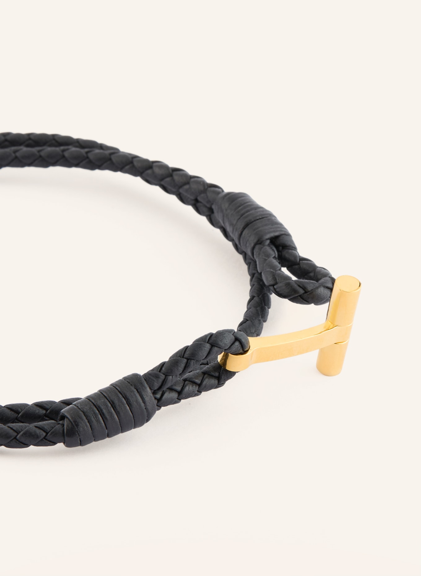 TOM FORD Lederarmband: SCHWARZ / GOLD