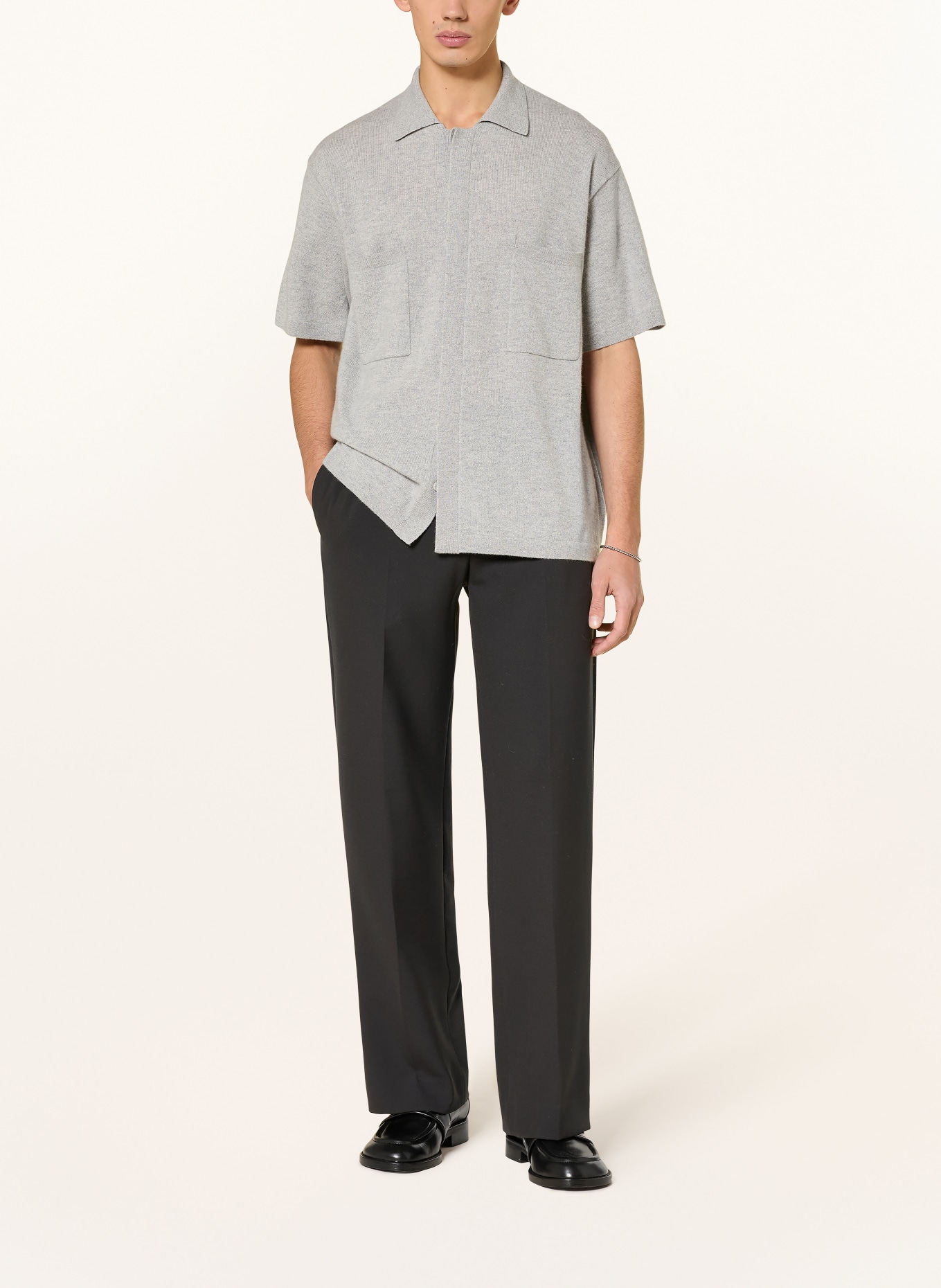 LISA YANG Strickhemd ETHAN aus Cashmere: GRAU