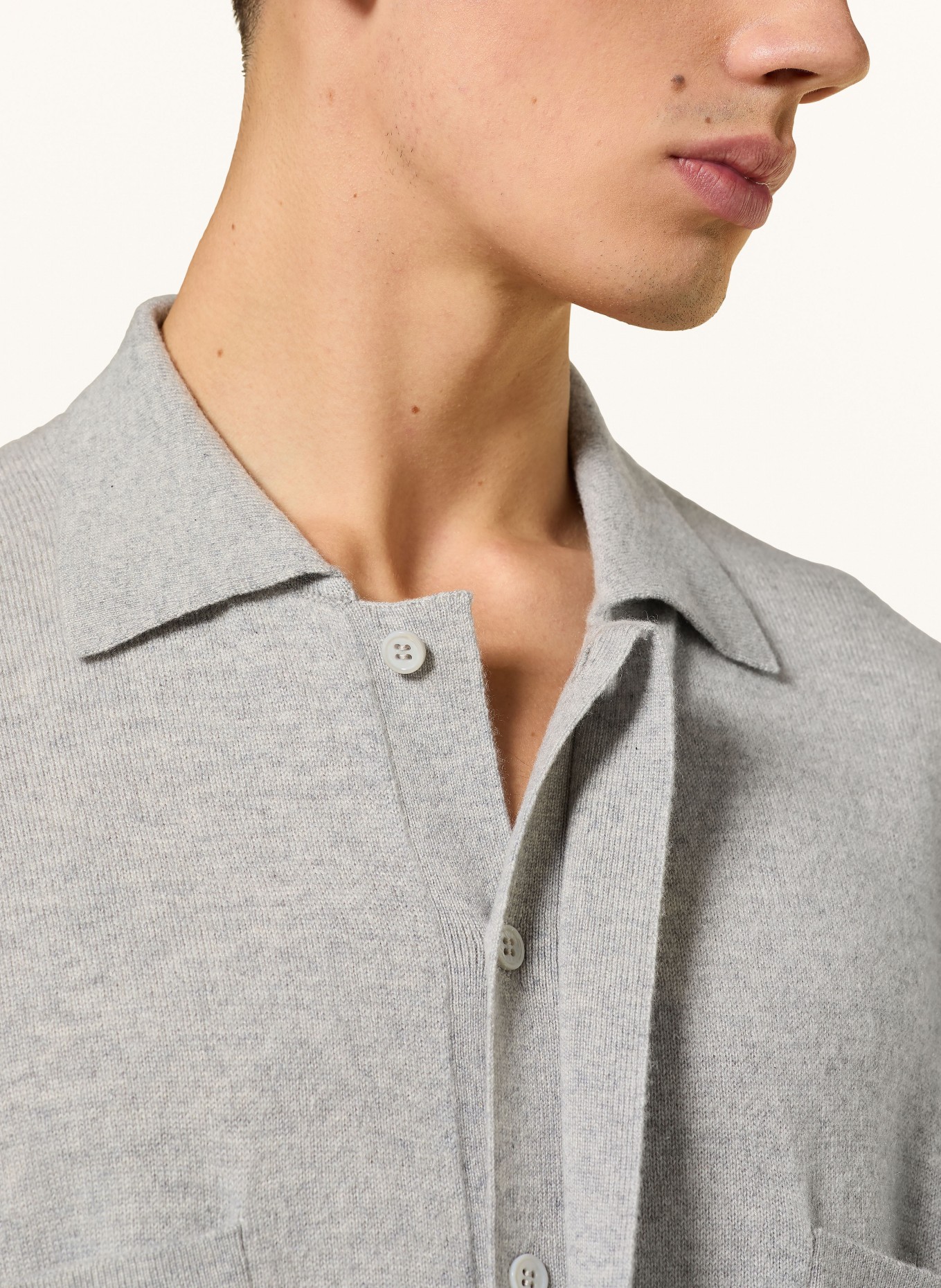 LISA YANG Strickhemd ETHAN aus Cashmere: GRAU