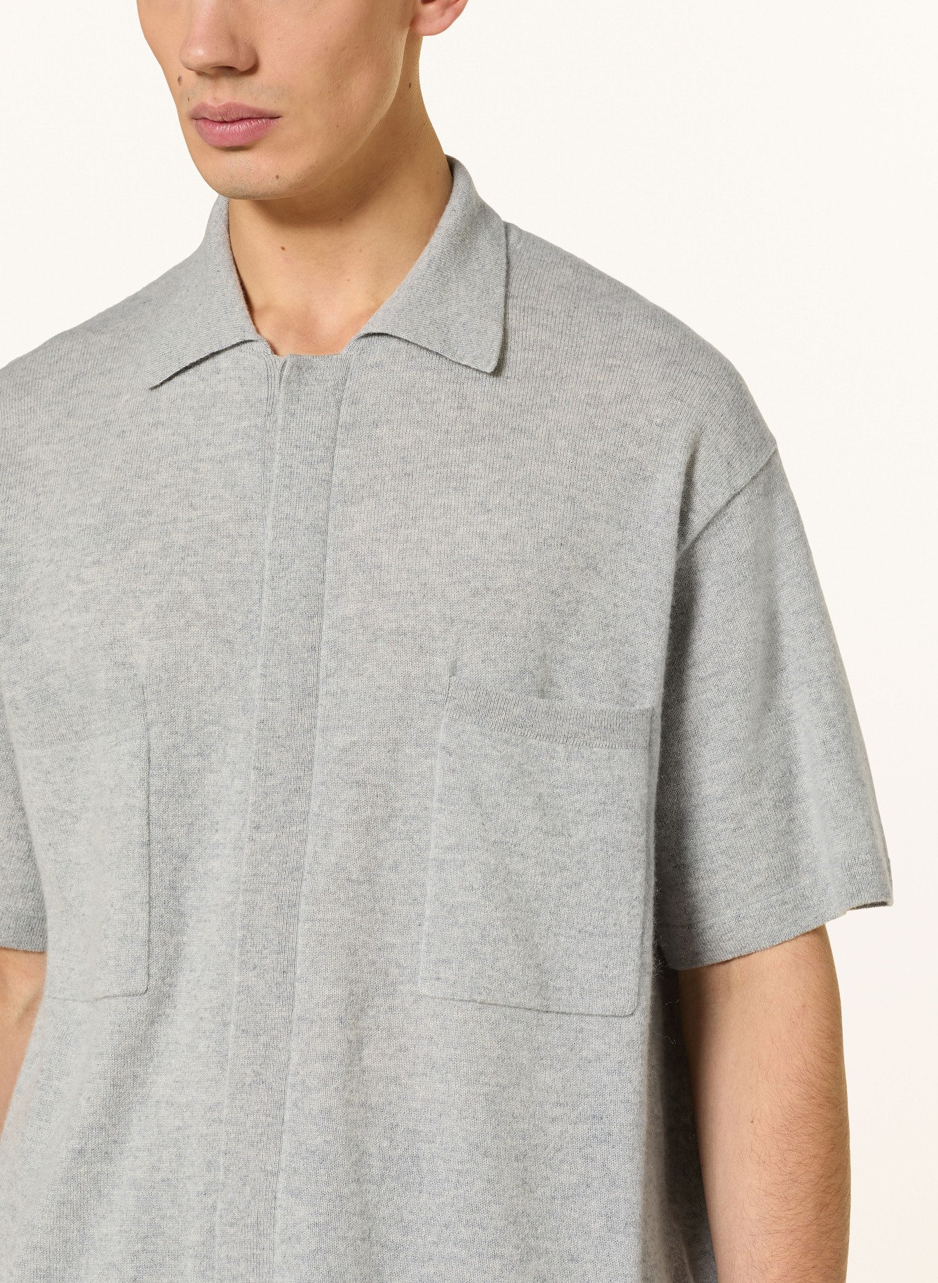 LISA YANG Strickhemd ETHAN aus Cashmere: GRAU