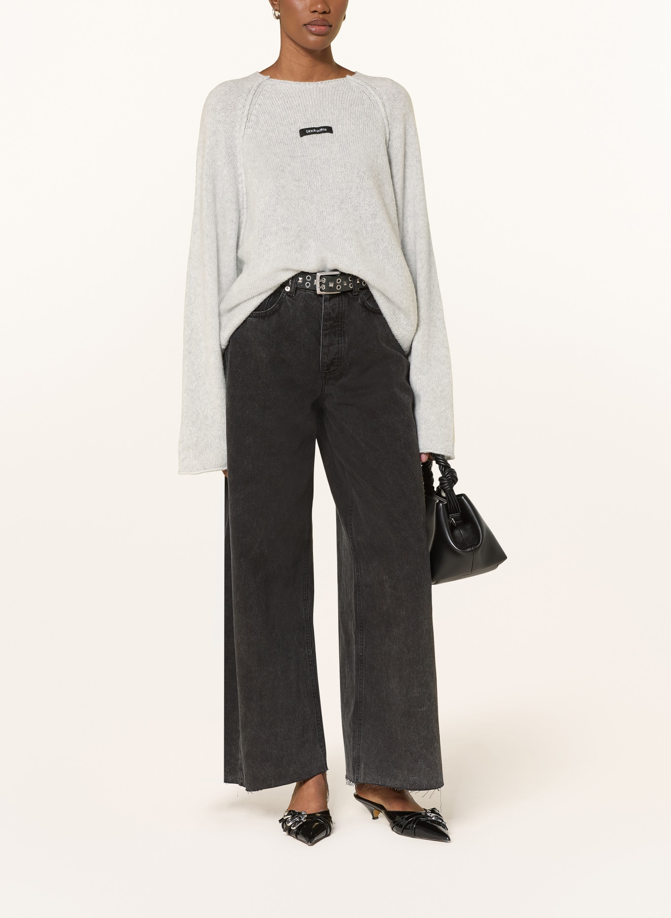 black palms Oversized sweater MAEXIN: LIGHT GRAY