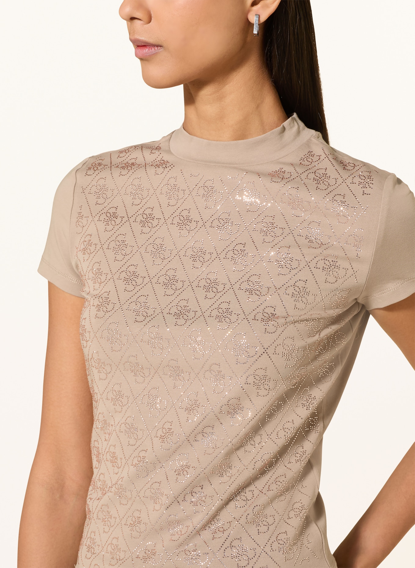 GUESS Tričko s ozdobnými kamínky: VELBLOUDÍ