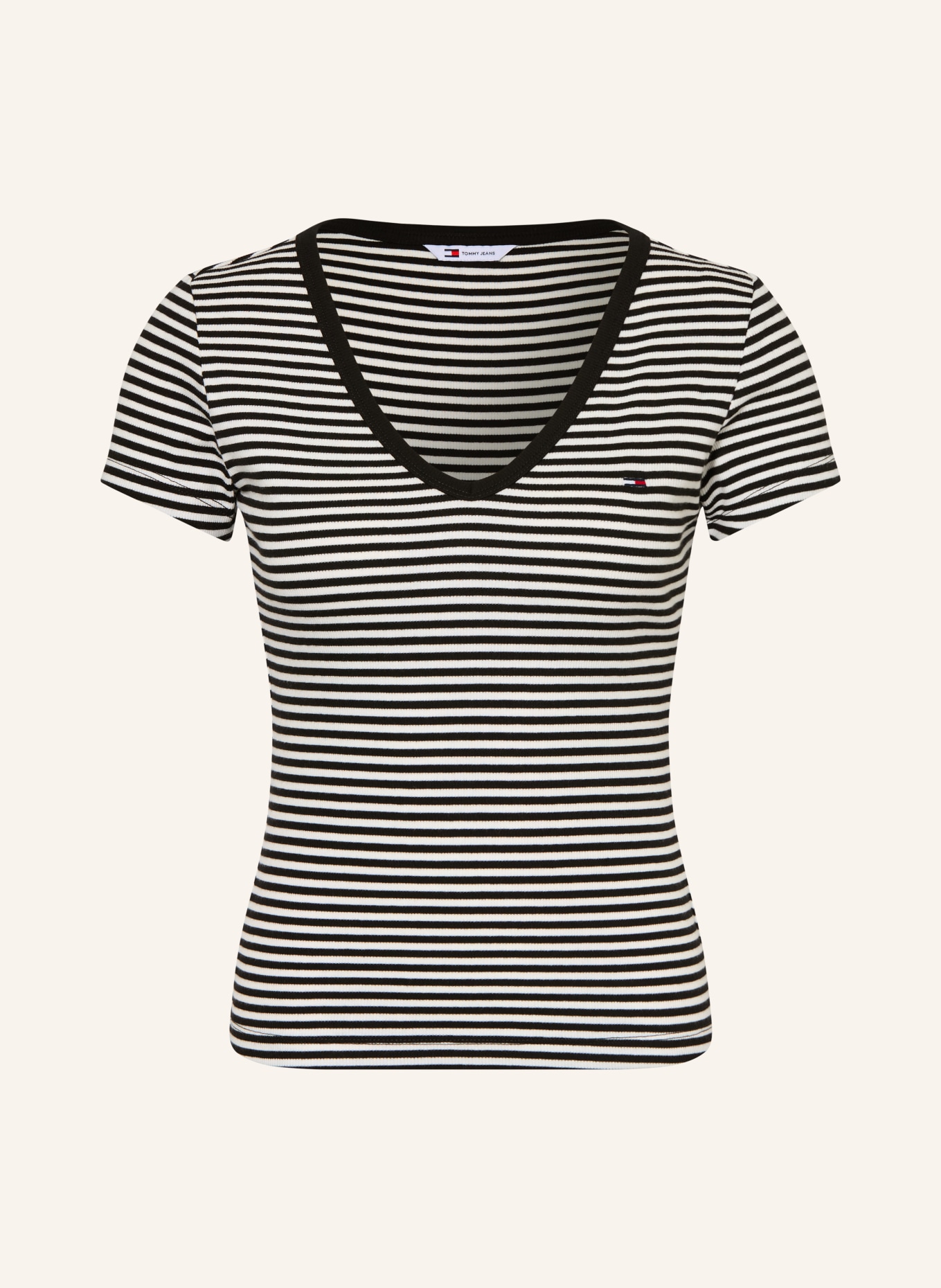 TOMMY JEANS T-Shirt: SCHWARZ / WEISS