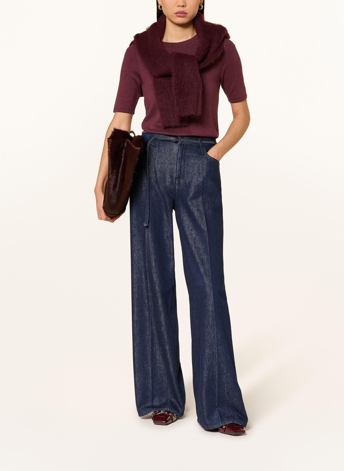 SELECTED Femme Dzianinowa koszulka: CIEMNOCZERWONY