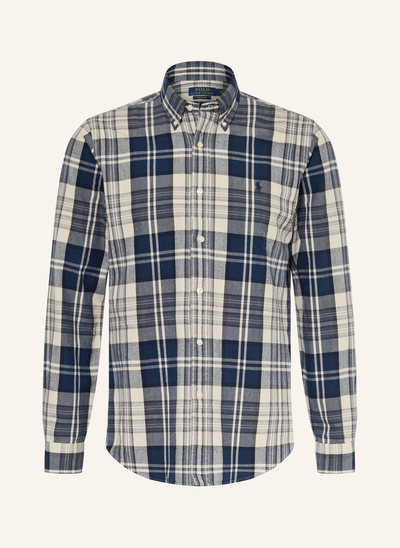POLO RALPH LAUREN Hemd Custom Fit: DUNKELBLAU / CREME