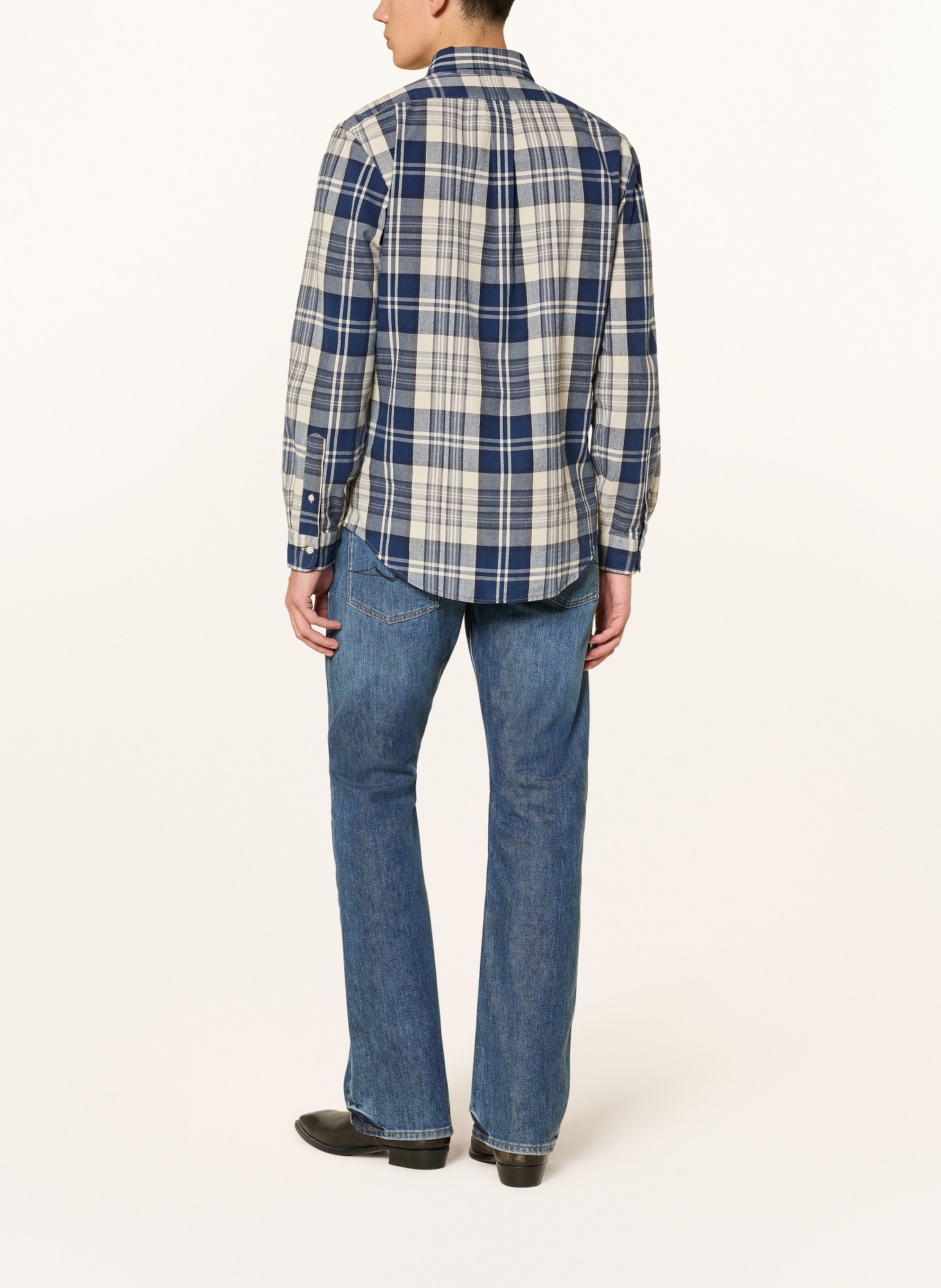 POLO RALPH LAUREN Hemd Custom Fit: DUNKELBLAU / CREME