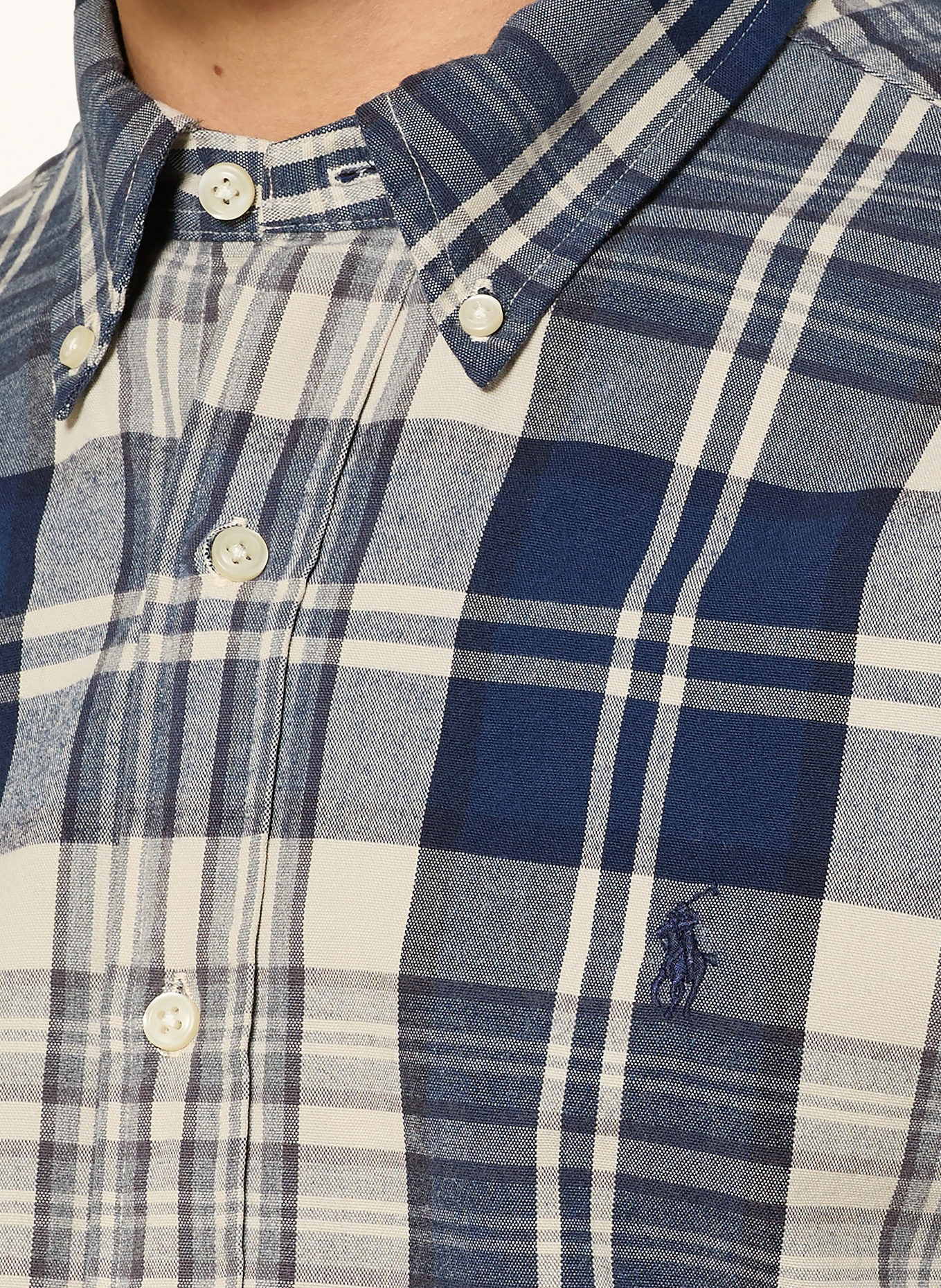 POLO RALPH LAUREN Hemd Custom Fit: DUNKELBLAU / CREME